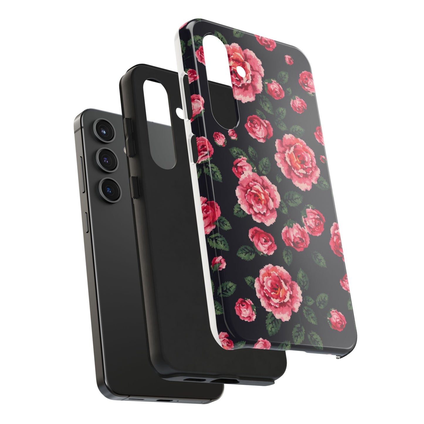 Pixelated Floral Tough Phone Case - Elegant Rose Design for Protection & Style - for iPhone