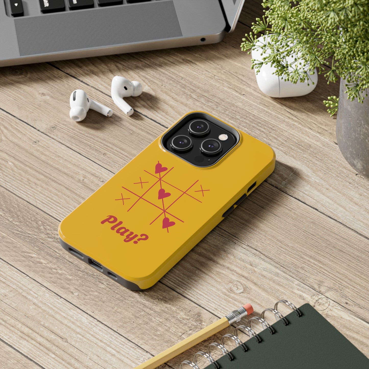 Heart Game Tough Phone Case - Fun Yellow Design for Gamers & Loved Ones - for iPhone