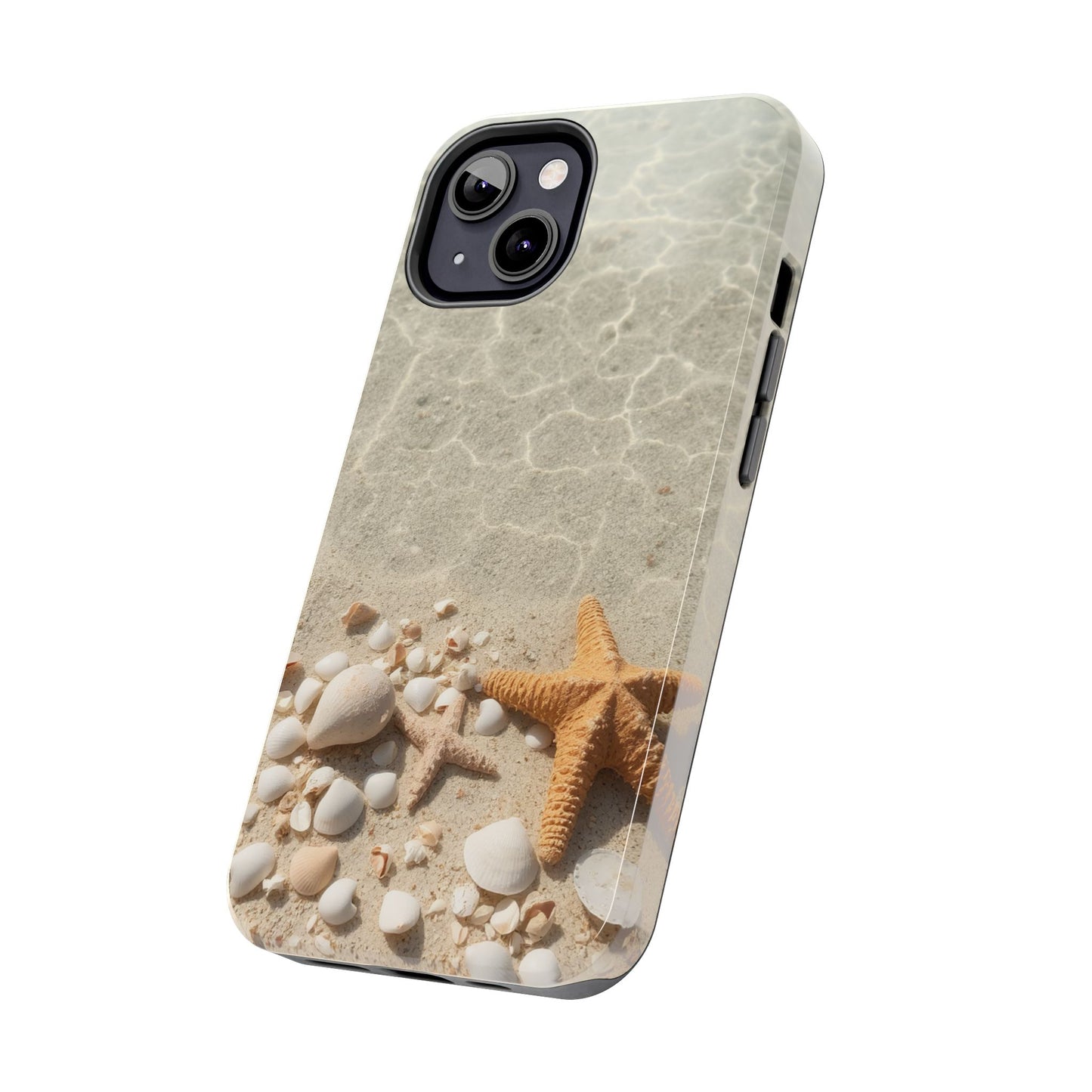 Beach-Inspired Tough Phone Case with Starfish and Seashell Design
