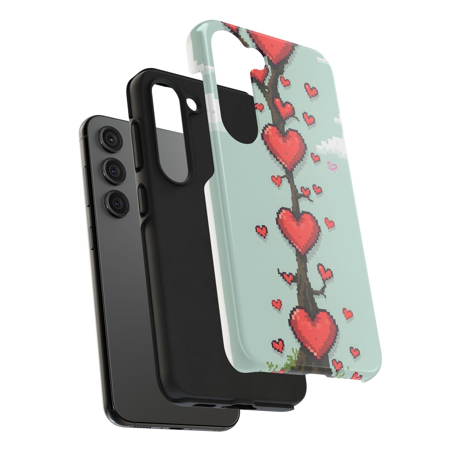 Pixelated Love Hearts Tree | Tough Phone Case - Cute Design - for iPhone