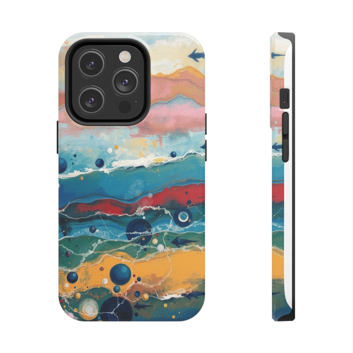 Artistic Tough Phone Case - Vibrant Waves Design for Unique Style