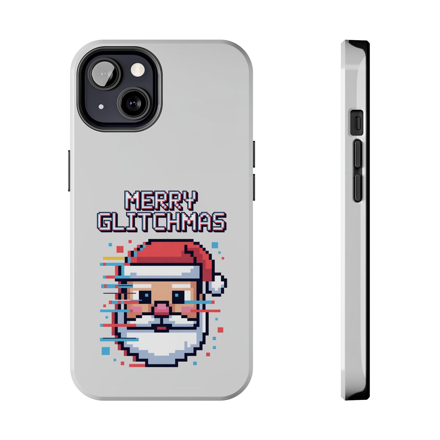 Merry Glitchmas Phone Case - Christmas Pixel Art Design for iPhone