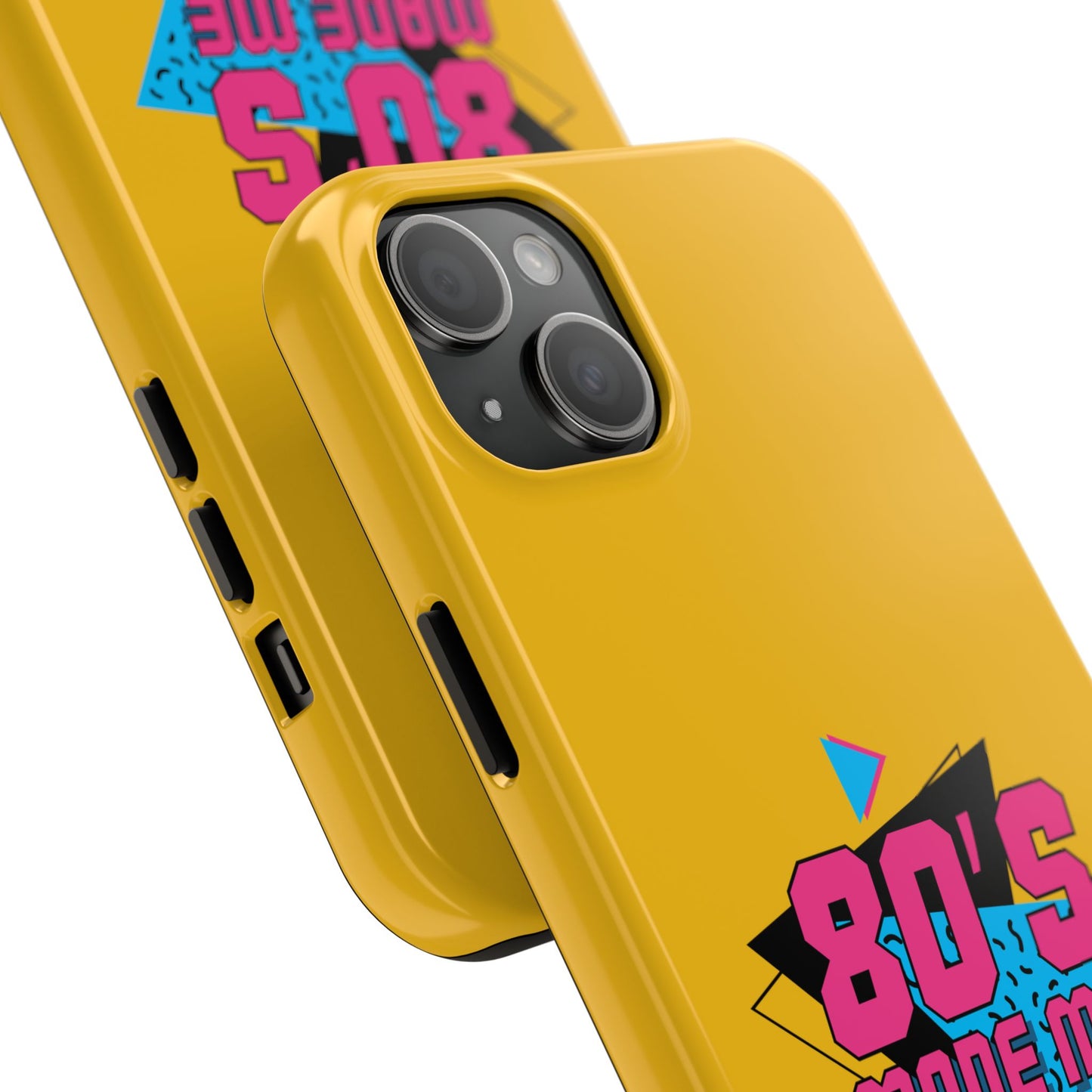 80's Made Me Tough Phone Case - Retro Yellow Silicone Cover - for iPhone