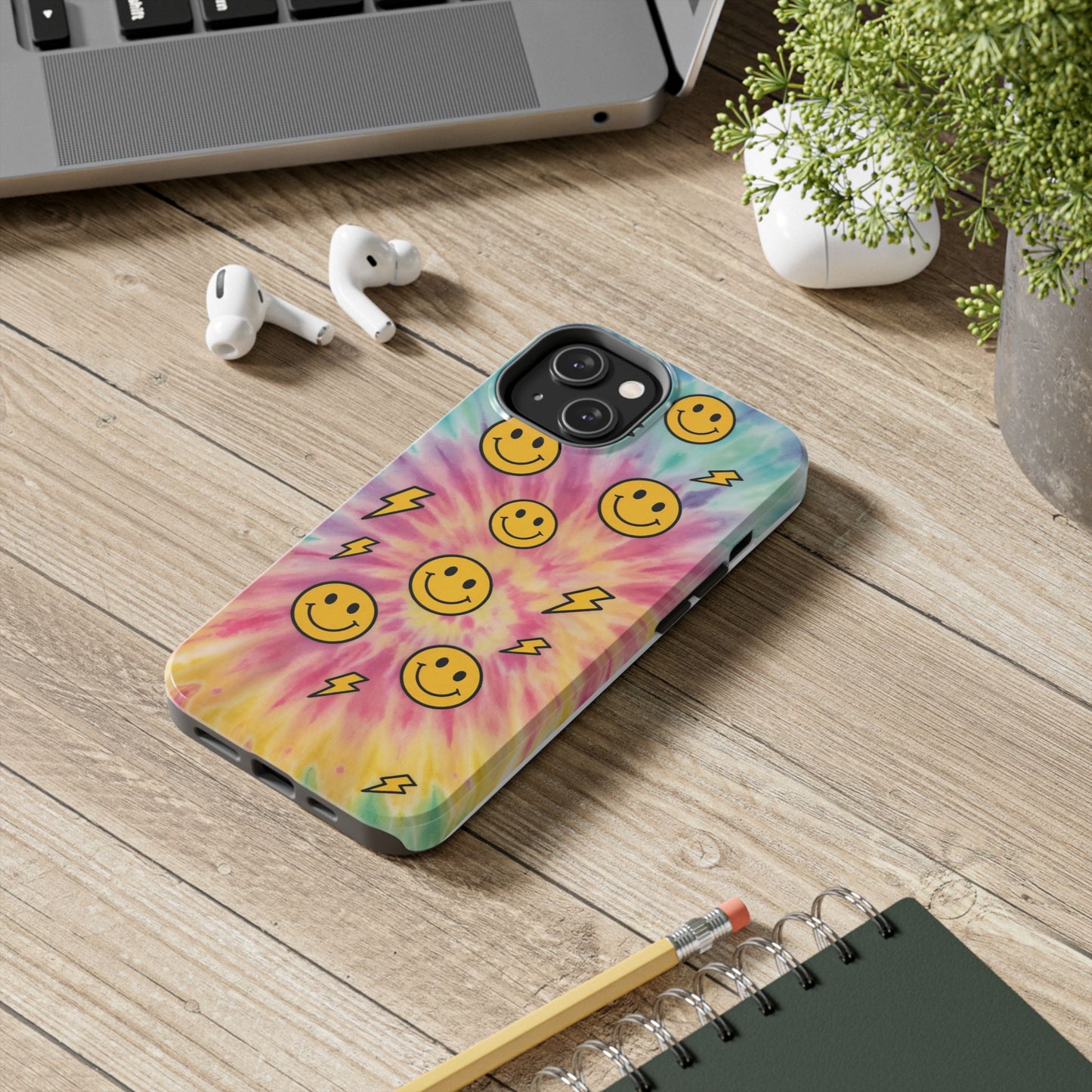 Colorful Smiley Lightning Tough Phone Case - Fun & Durable