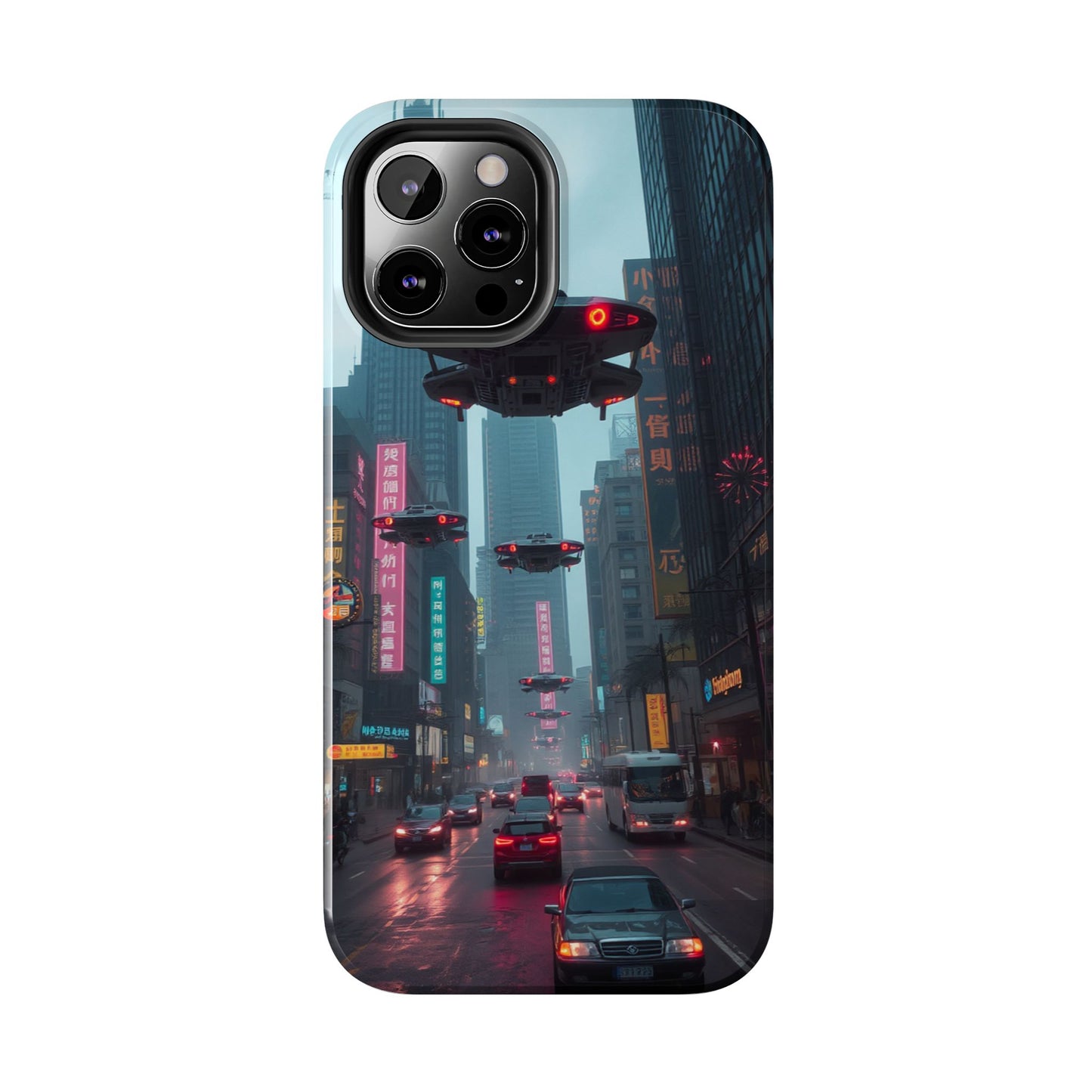 Futuristic City Tough Phone Case - Sci-Fi Design for Urban Explorers