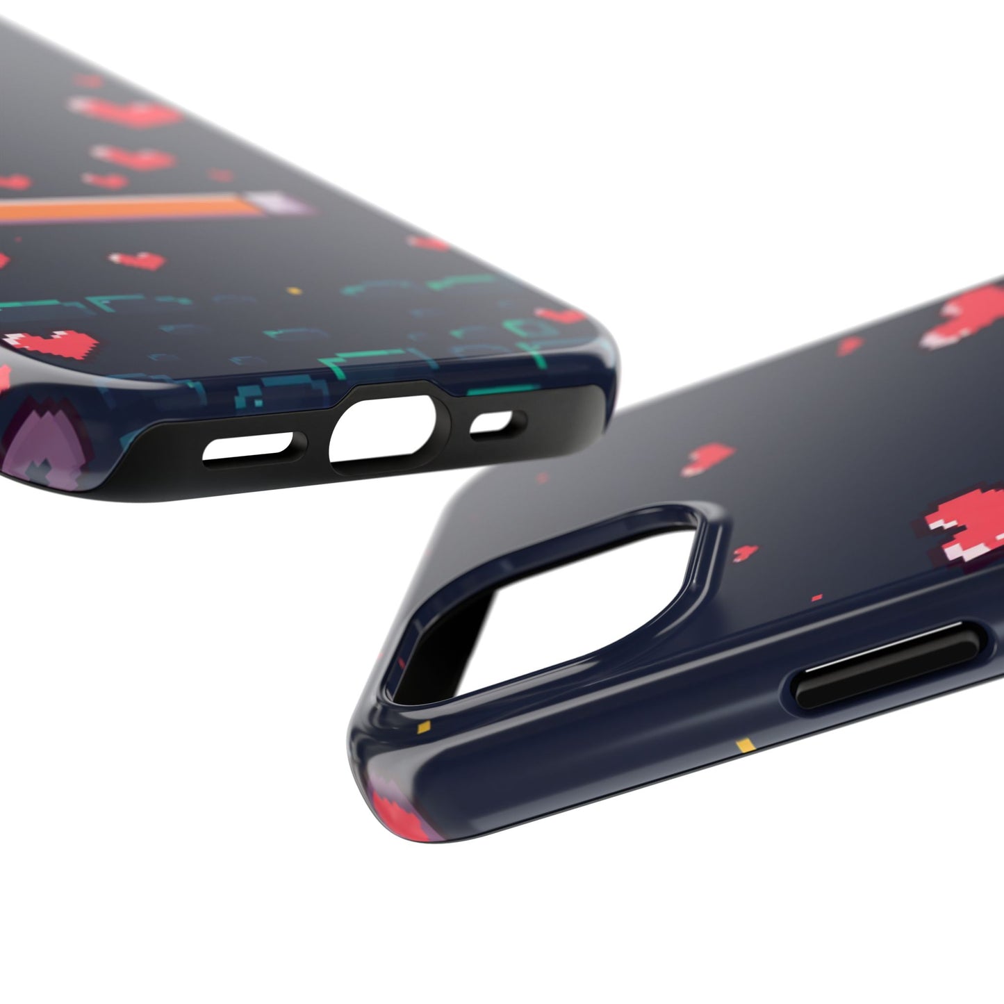 Pixel Heart Tough Phone Case - Retro Gamer Style for Valentine's Day