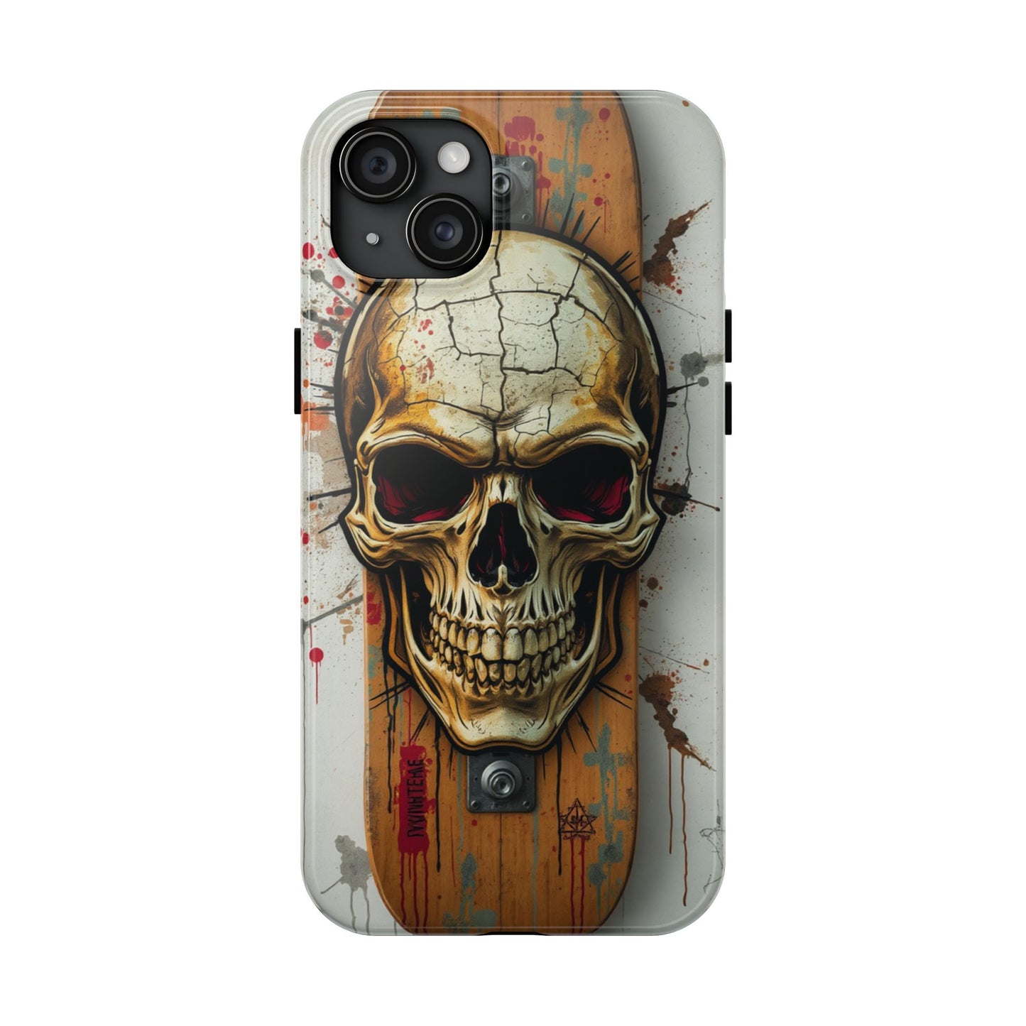 Edgy Skull Tough Phone Case - Durable Protection for Skateboard Enthusiasts