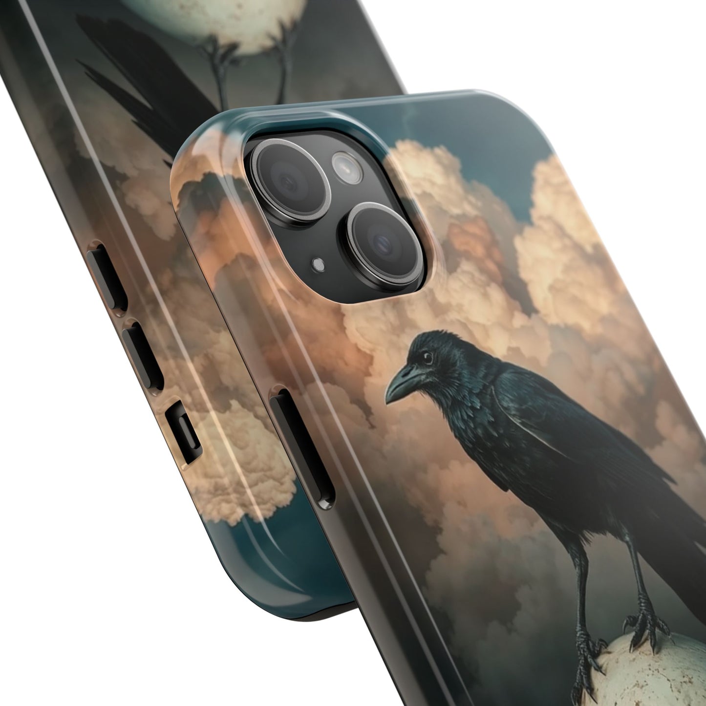 Gothic Raven Skull Tough Phone Case - Unique Protective Cover for Halloween Lovers