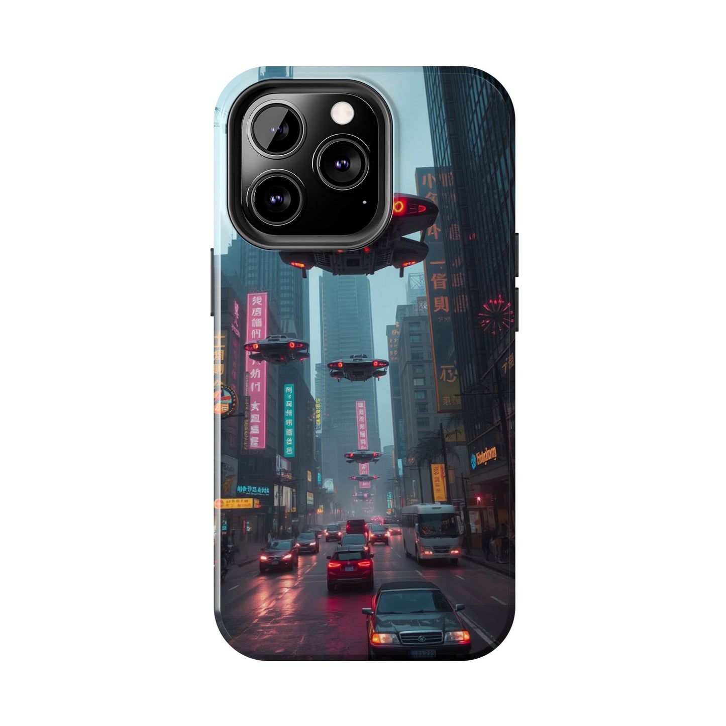 Futuristic City Tough Phone Case - Sci-Fi Design for Urban Explorers