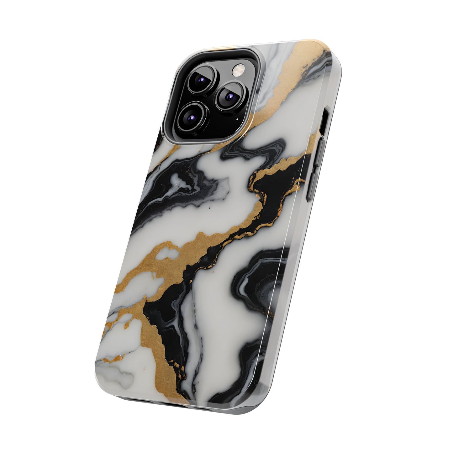 Elegant Gold Marble Tough Phone Case - Stylish Protection for Your iPhone