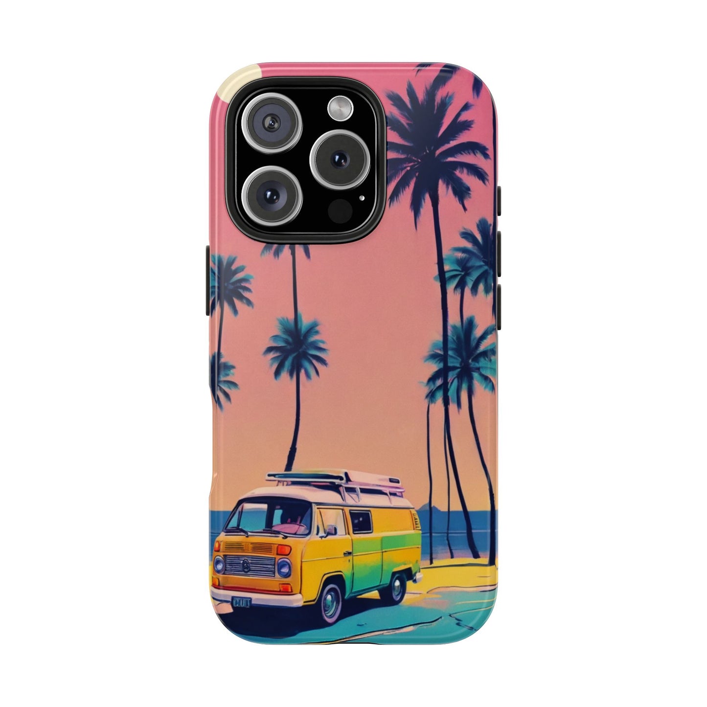 Tropical Beach Vibe Tough Phone Case - Vintage Van Design - for iPhone