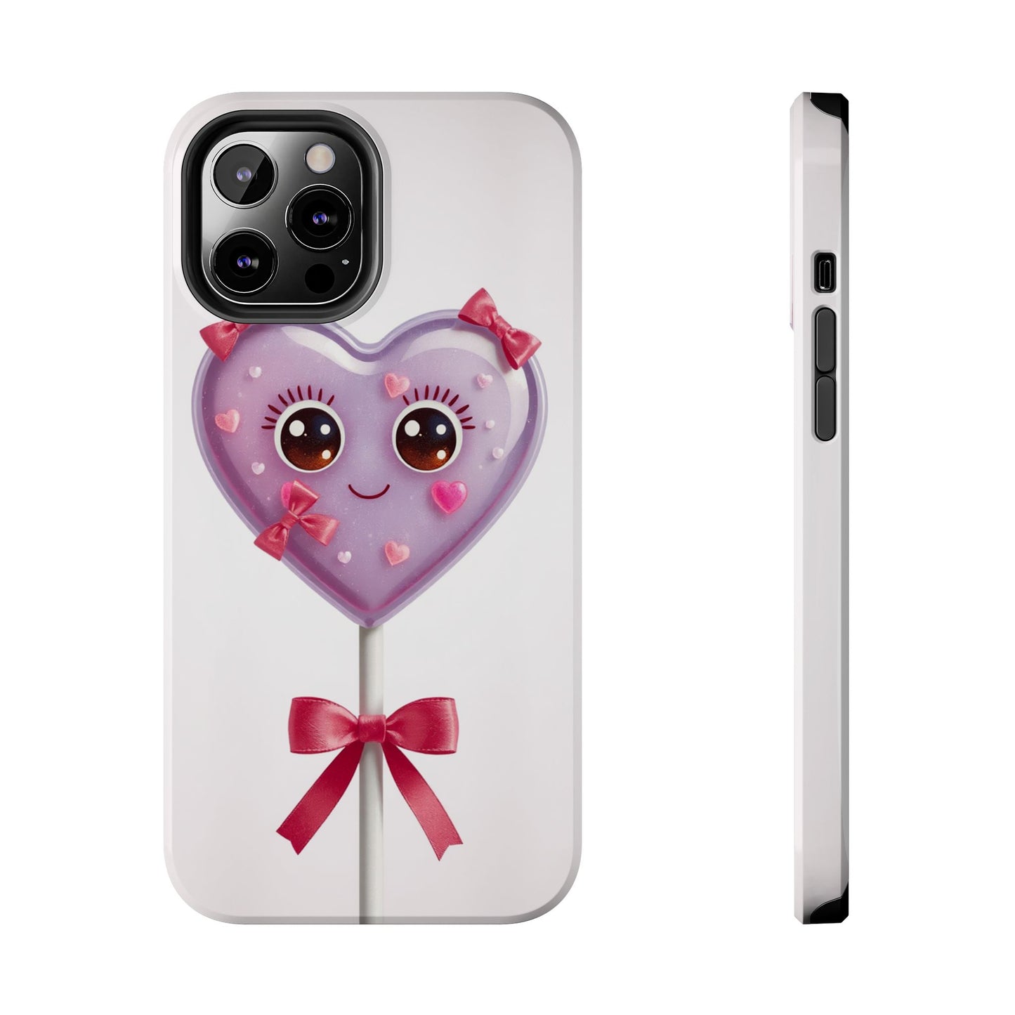 Cute Heart Lollipop Tough Phone Case - Adorable Protection for Candy Lovers