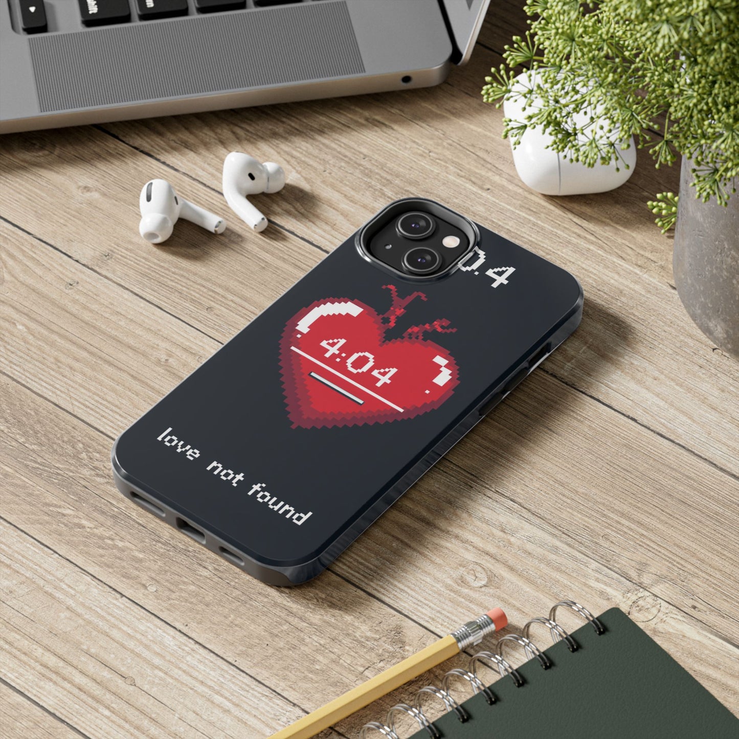 Vintage Pixel Heart Tough Phone Case - "404 Love Not Found" Design