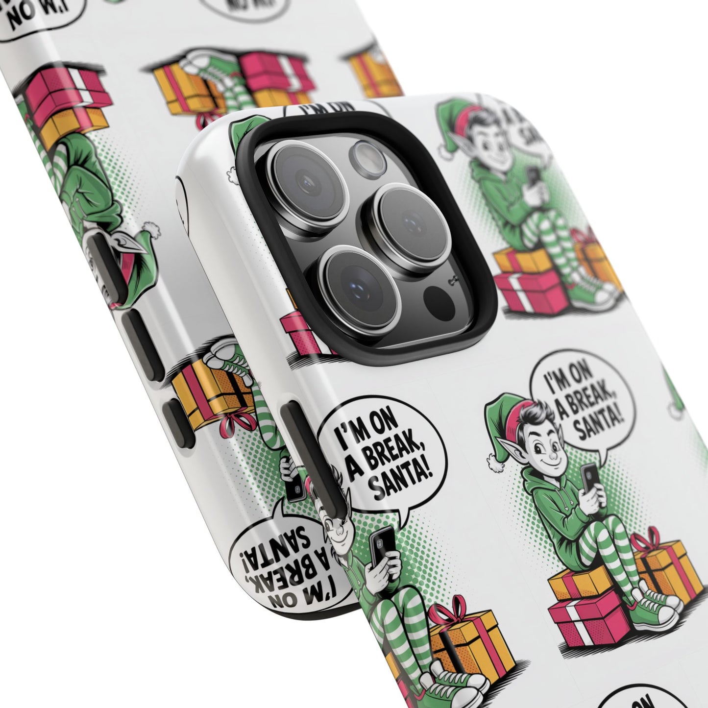 Christmas Elf Tough Phone Case - I'm on a Break, Santa Pattern!