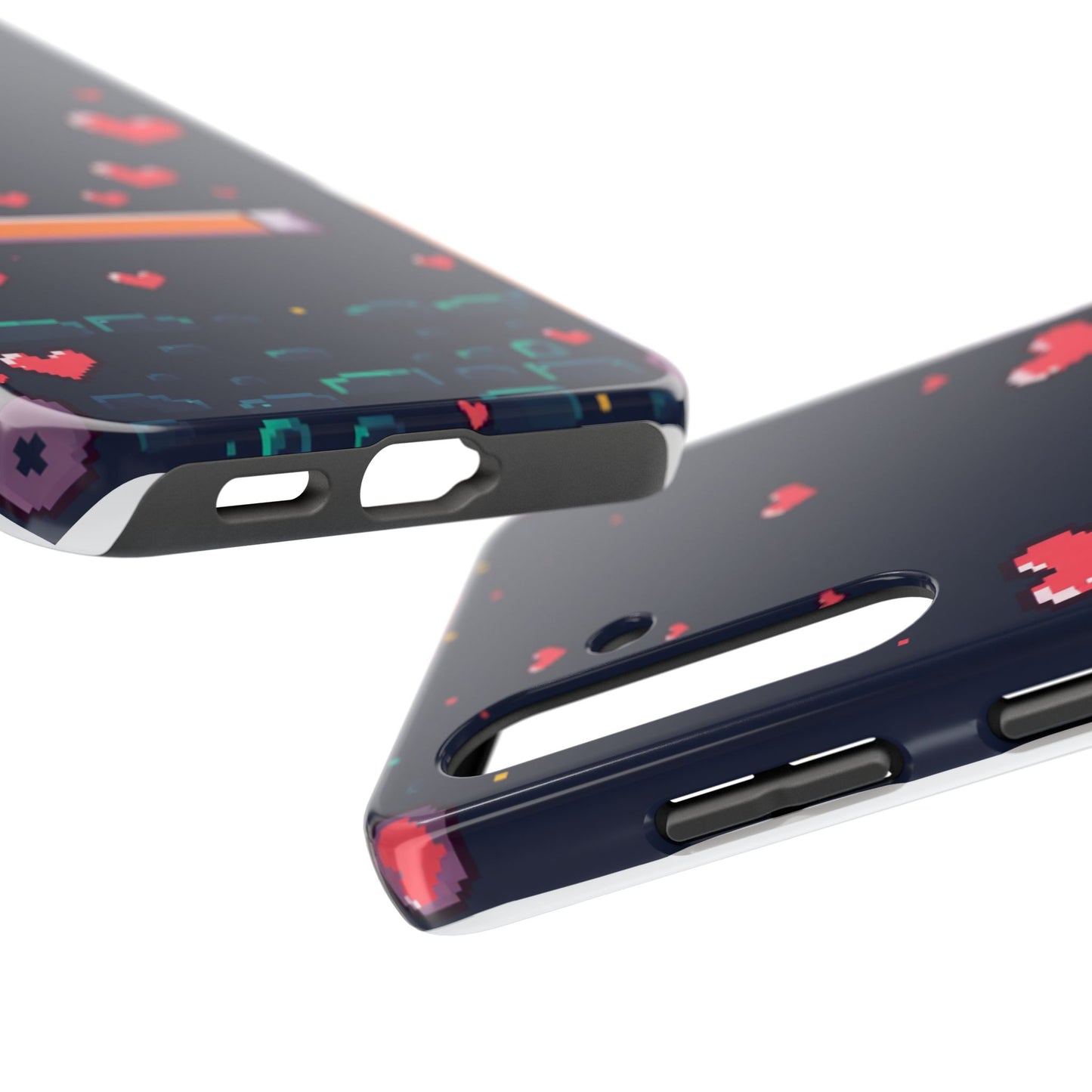 Pixel Heart Tough Phone Case - Retro Gamer Style for Valentine's Day