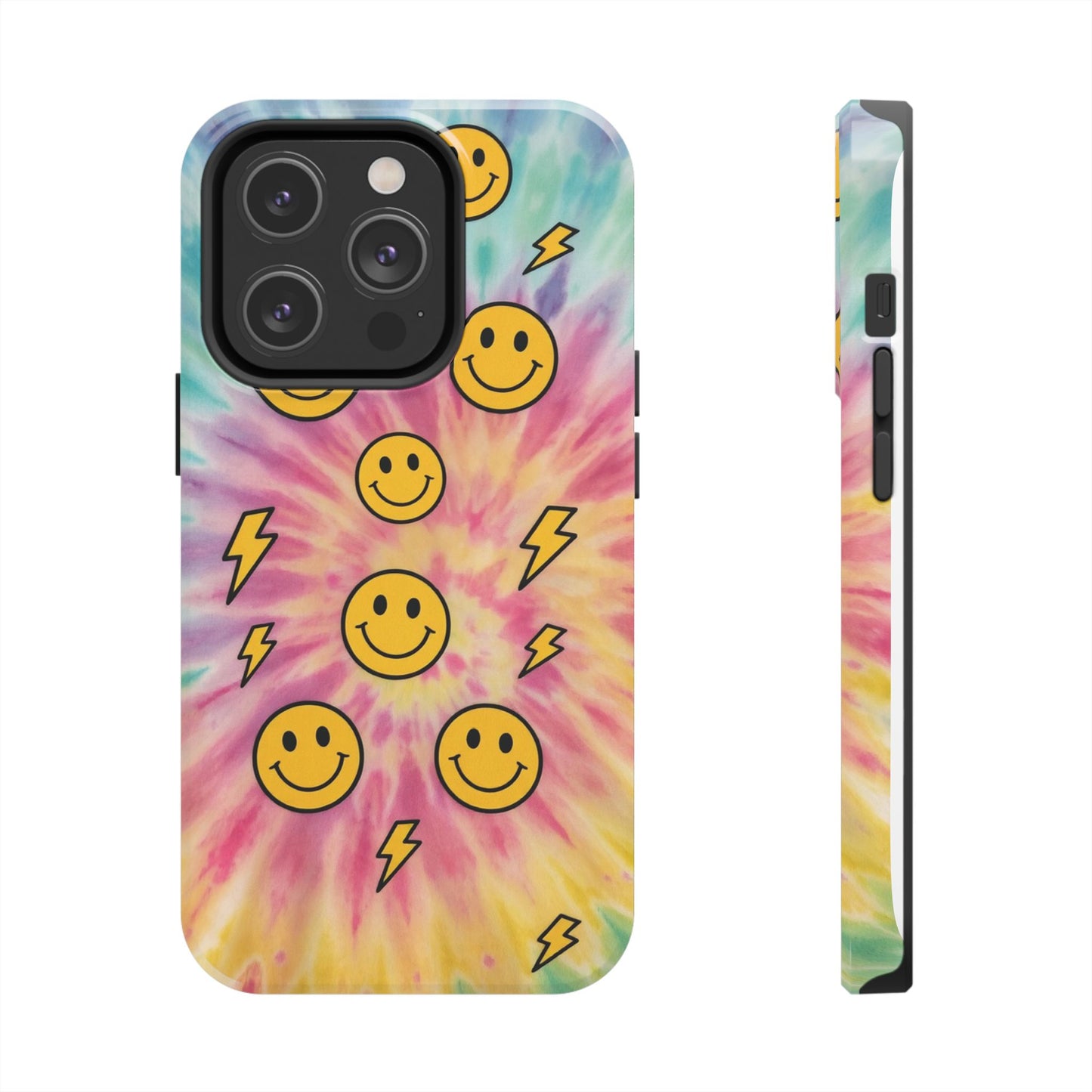 Colorful Smiley Lightning Tough Phone Case - Fun & Durable