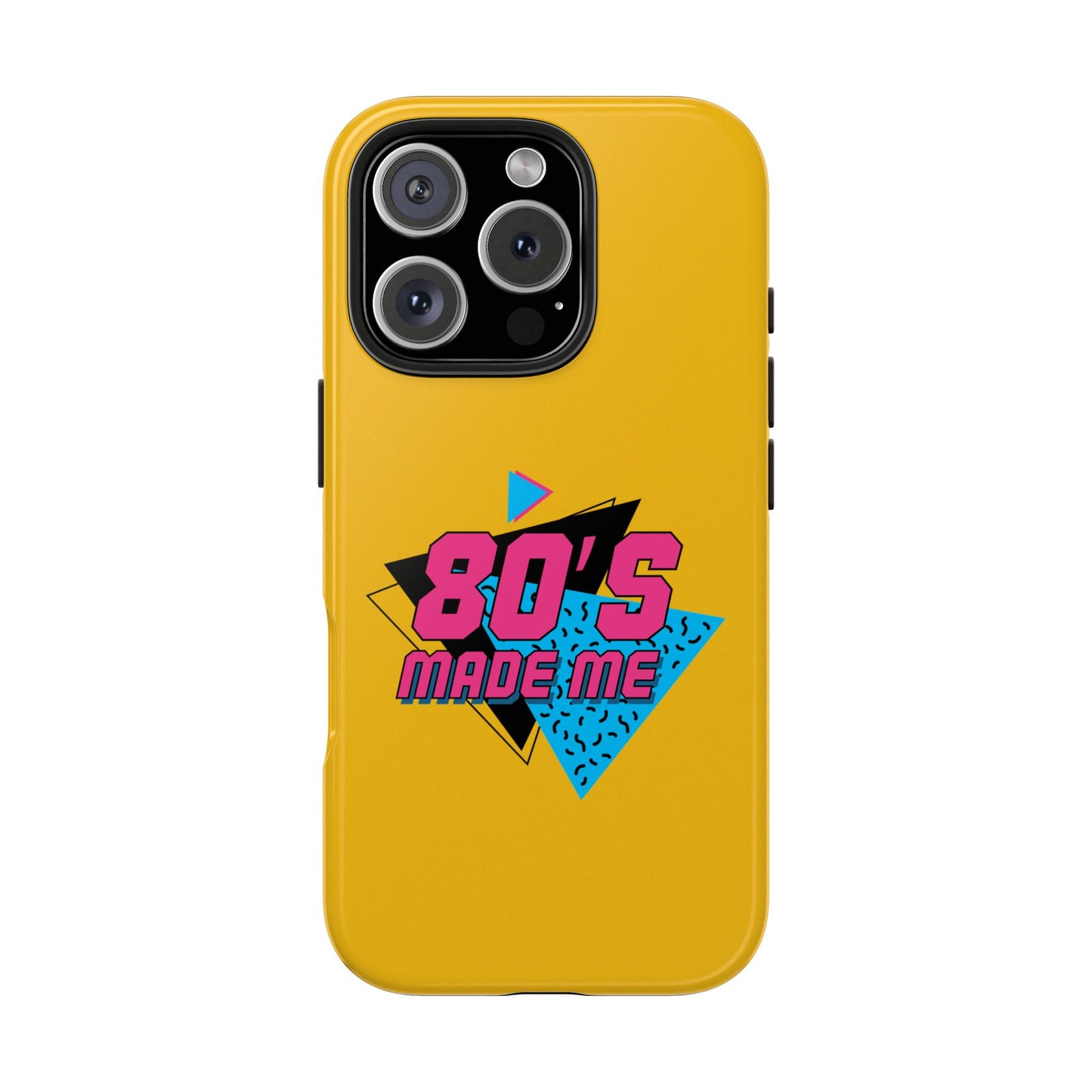 80's Made Me Tough Phone Case - Retro Yellow Silicone Cover - for iPhone
