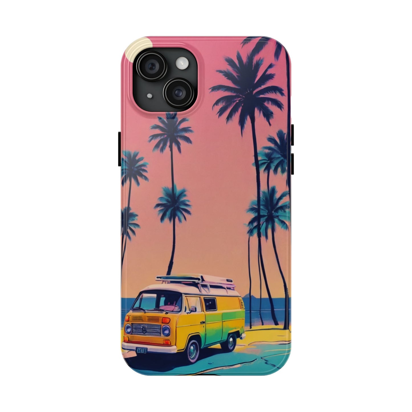 Tropical Beach Vibe Tough Phone Case - Vintage Van Design - for iPhone