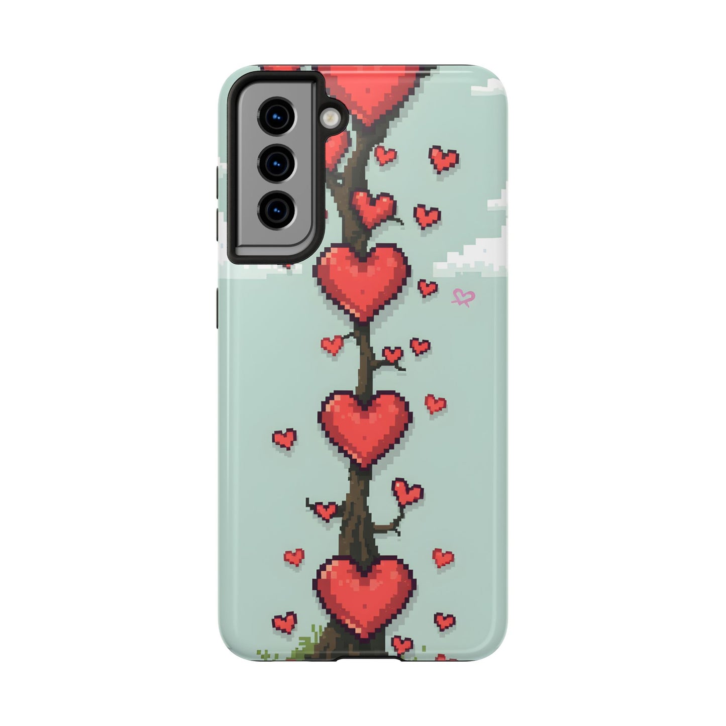 Pixelated Love Hearts Tree | Tough Phone Case - Cute Design - for iPhone