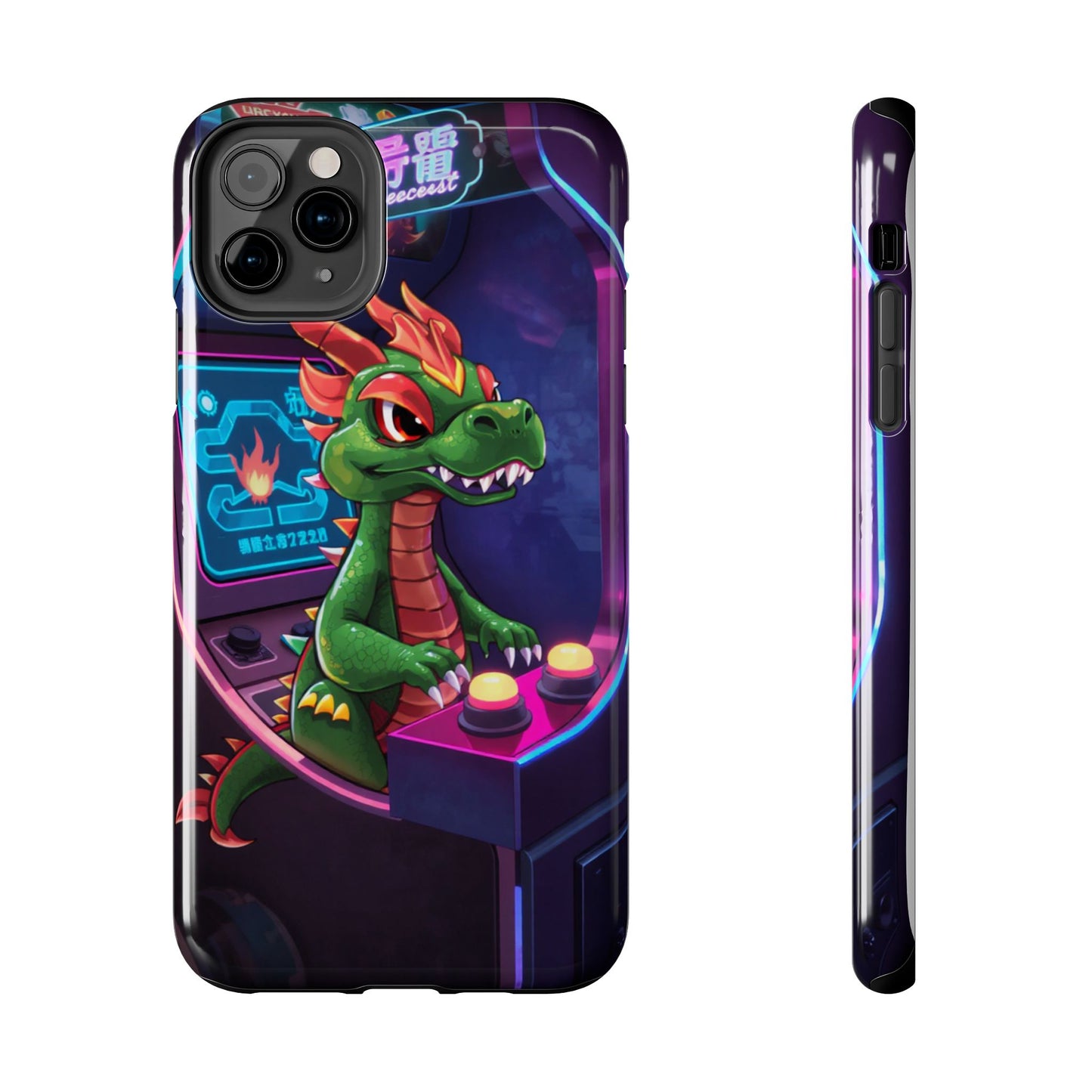 Retro Gamer Tough Phone Case with Dragon Design