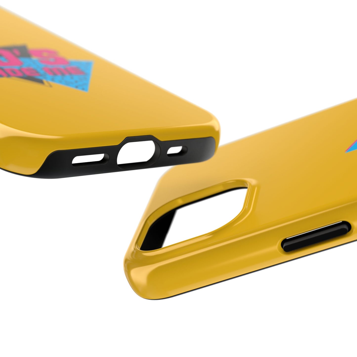 80's Made Me Tough Phone Case - Retro Yellow Silicone Cover - for iPhone