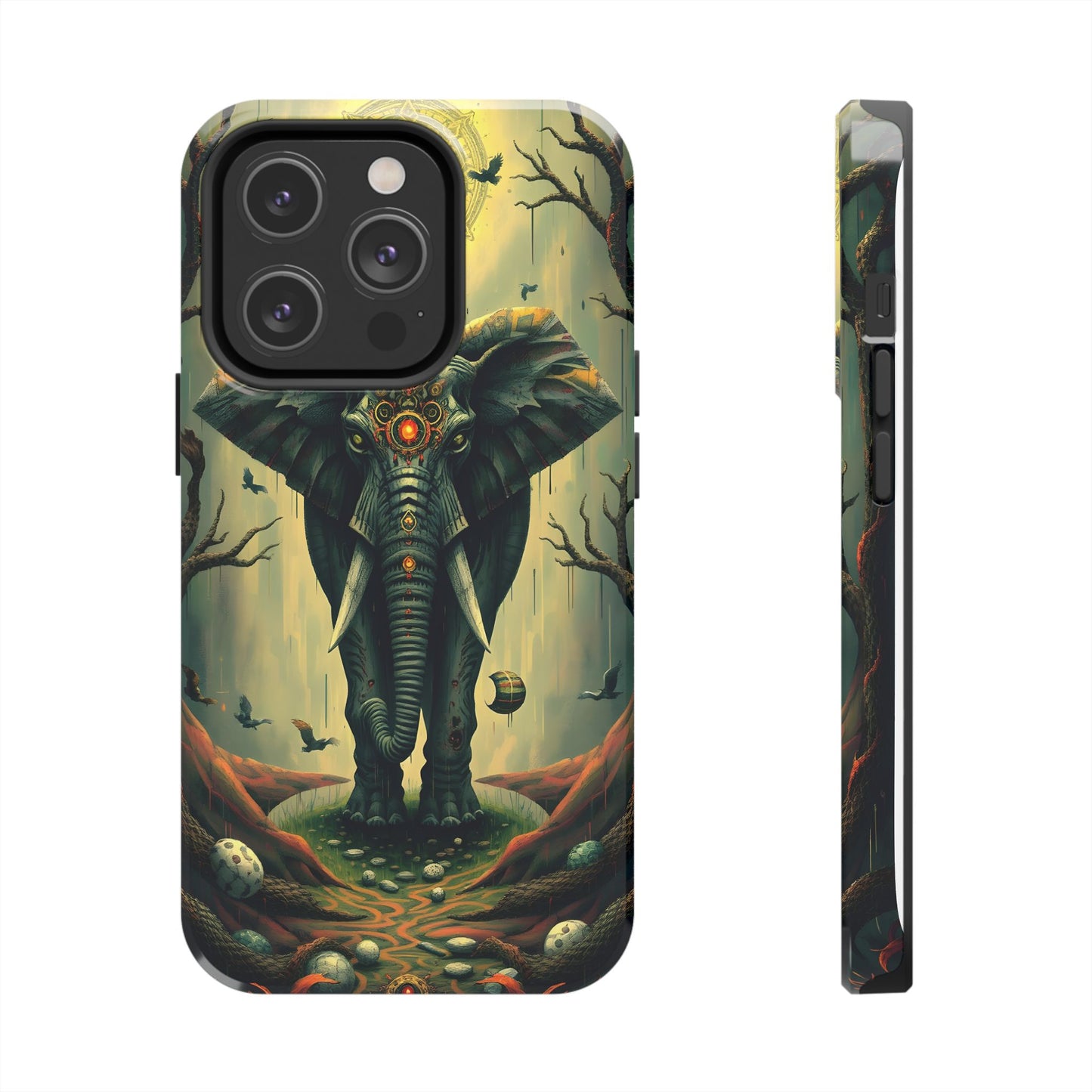 Mystical Forest Elephant Tough Phone Case | Vibrant Design for Nature Lovers - for iPhone