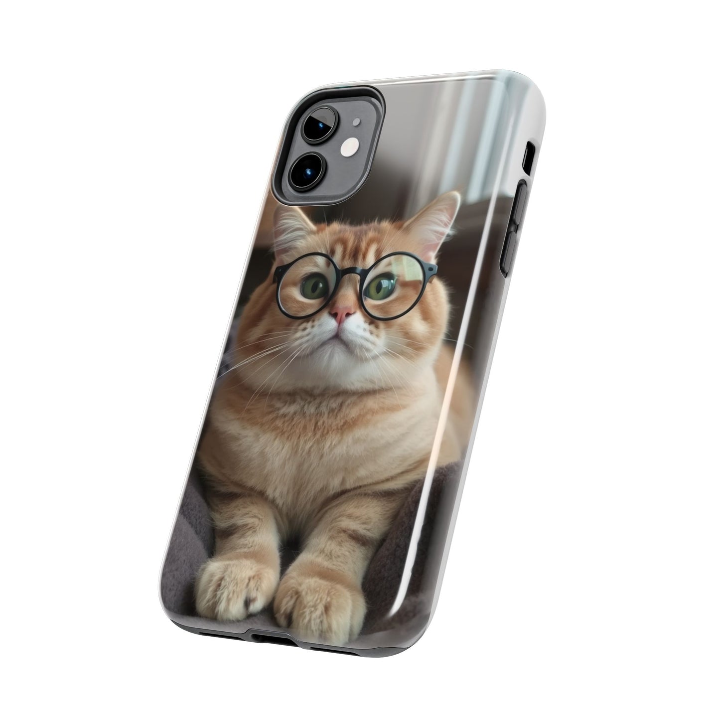 Cute Cat Glasses Tough Phone Case - Fun & Stylish Protection for Cat Lovers