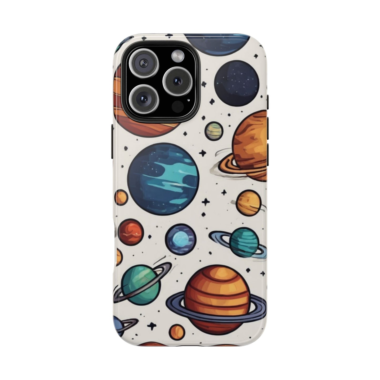 Cosmic Galaxy Tough Phone Case - Planetary Cartoon Design - for iPhone