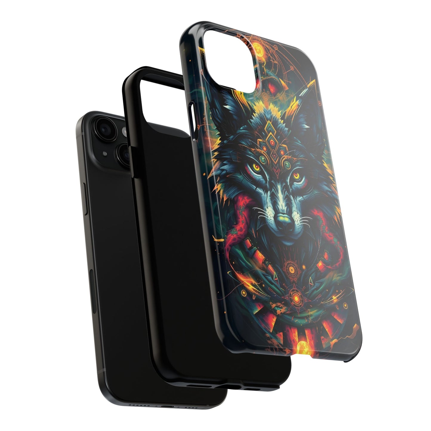 Vibrant Mystical Wolf Art Tough Phone Case - Durable & Unique Design for Animal Lovers - for iPhone