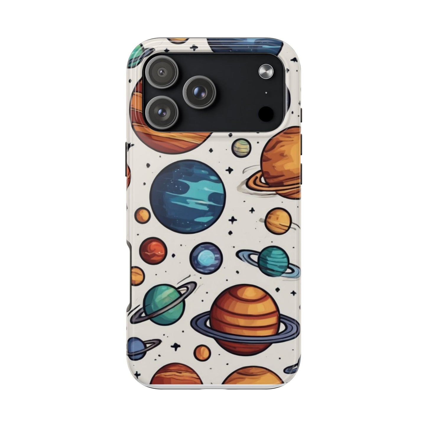 Cosmic Galaxy Tough Phone Case - Planetary Cartoon Design - for iPhone