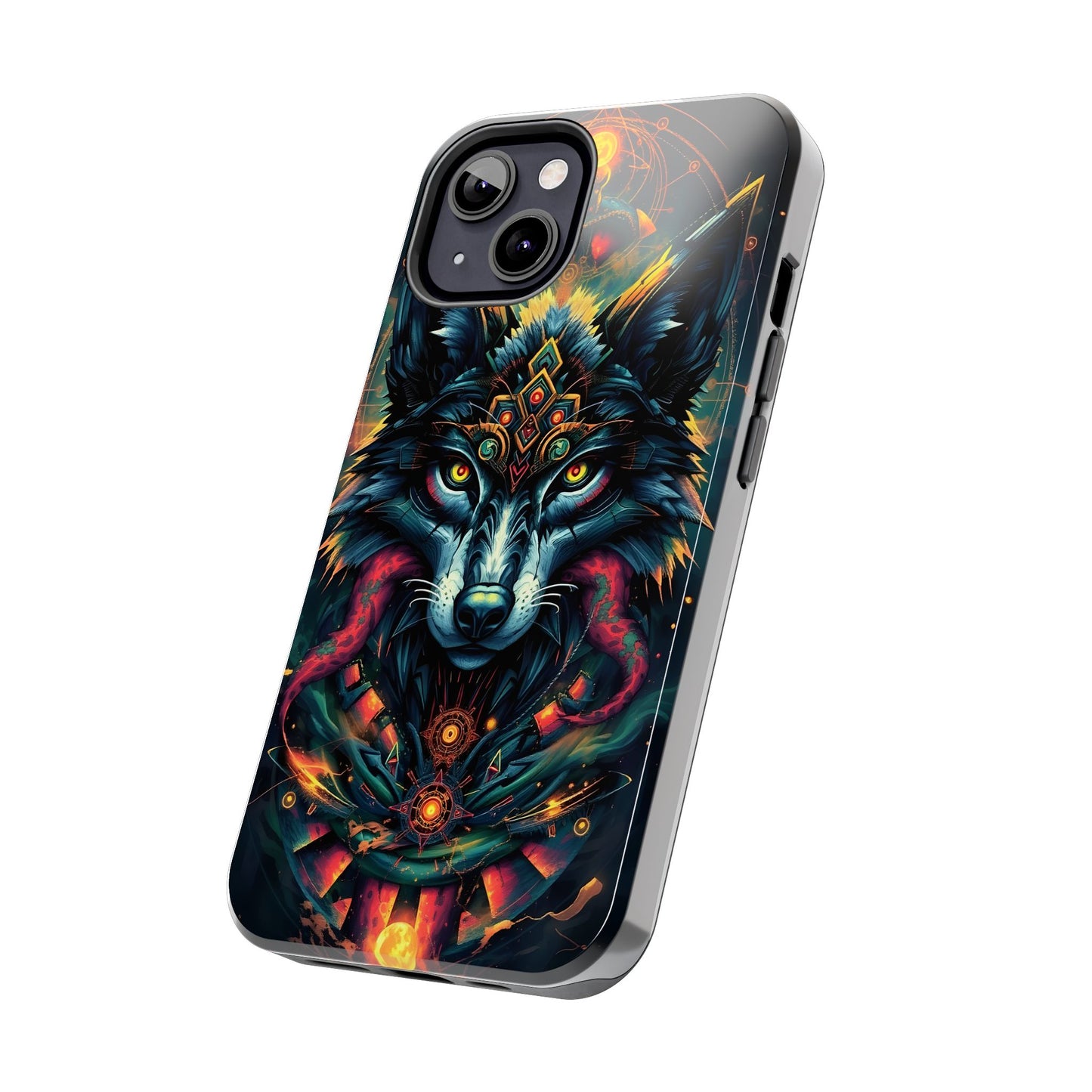 Vibrant Mystical Wolf Art Tough Phone Case - Durable & Unique Design for Animal Lovers - for iPhone