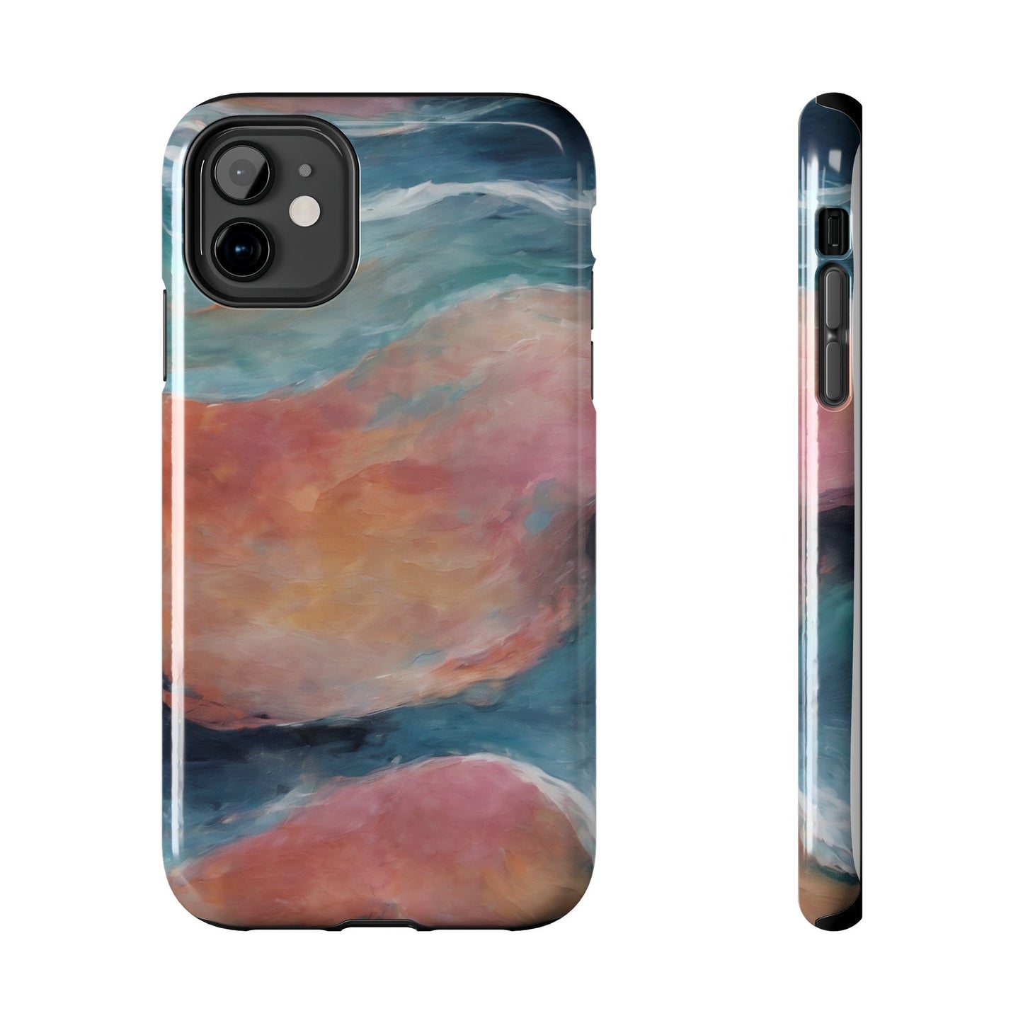 Artistic Painted Sea Tough Phone Case - Abstract Waves Design - for iPhone