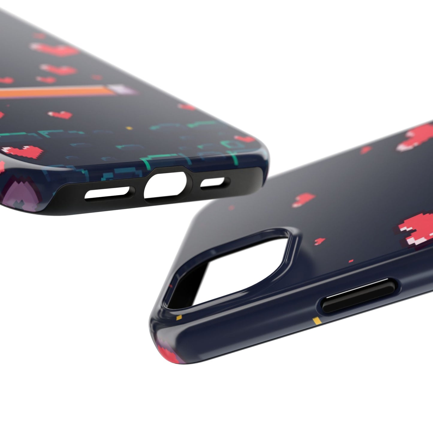 Pixel Heart Tough Phone Case - Retro Gamer Style for Valentine's Day