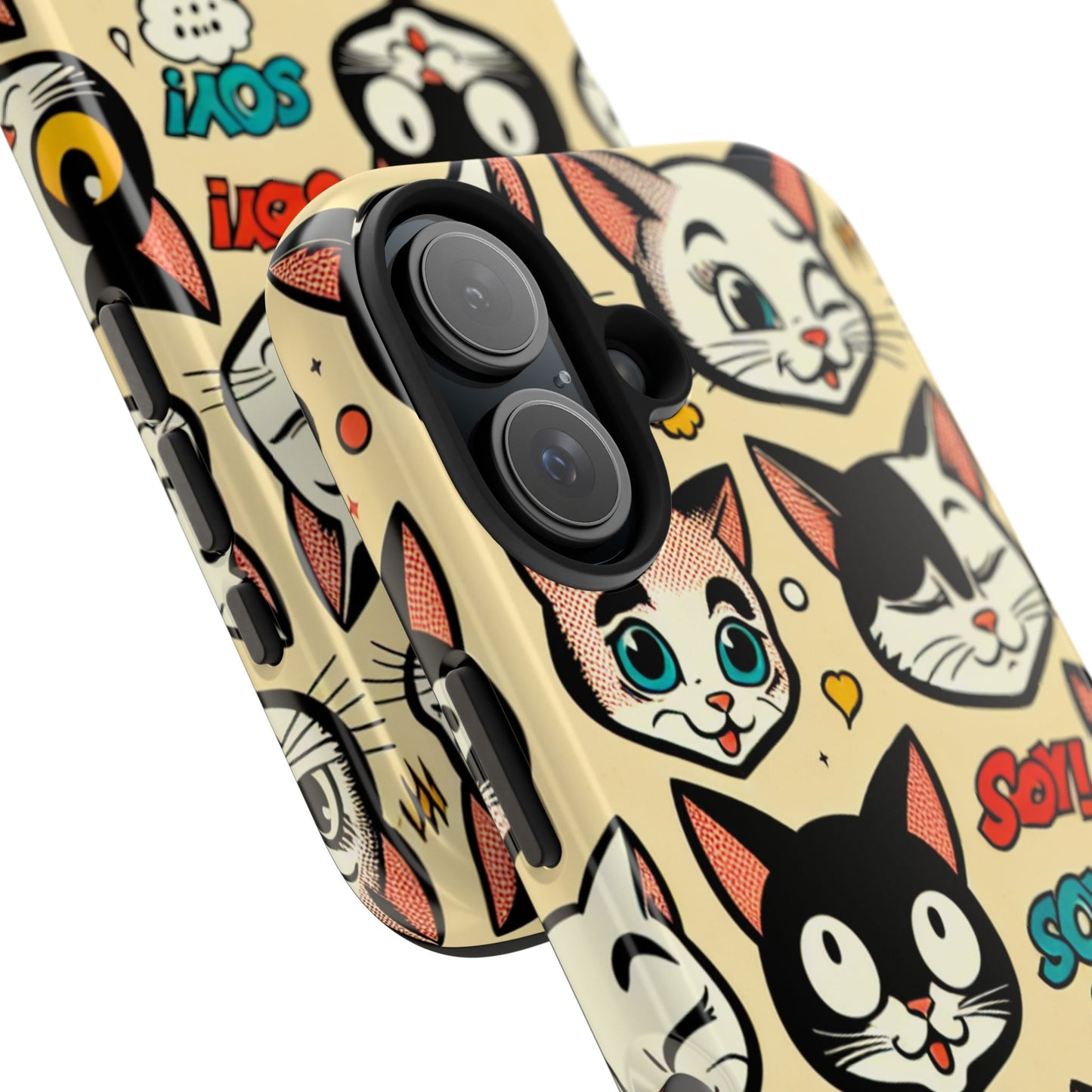 Playful Cat-Themed Tough Phone Case - Pet Pattern - for iPhone