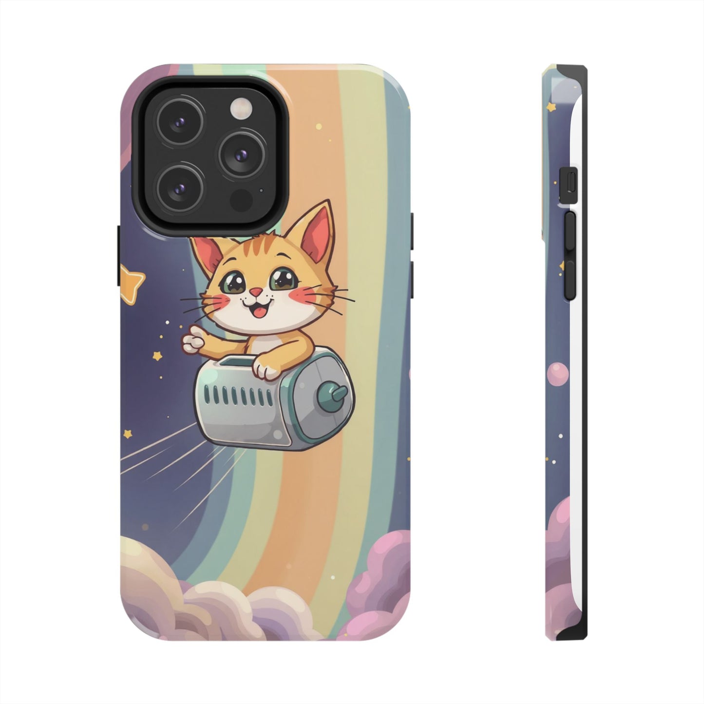 Cute Cat Rocket Phone Case - Vibrant and Playful Tough Case