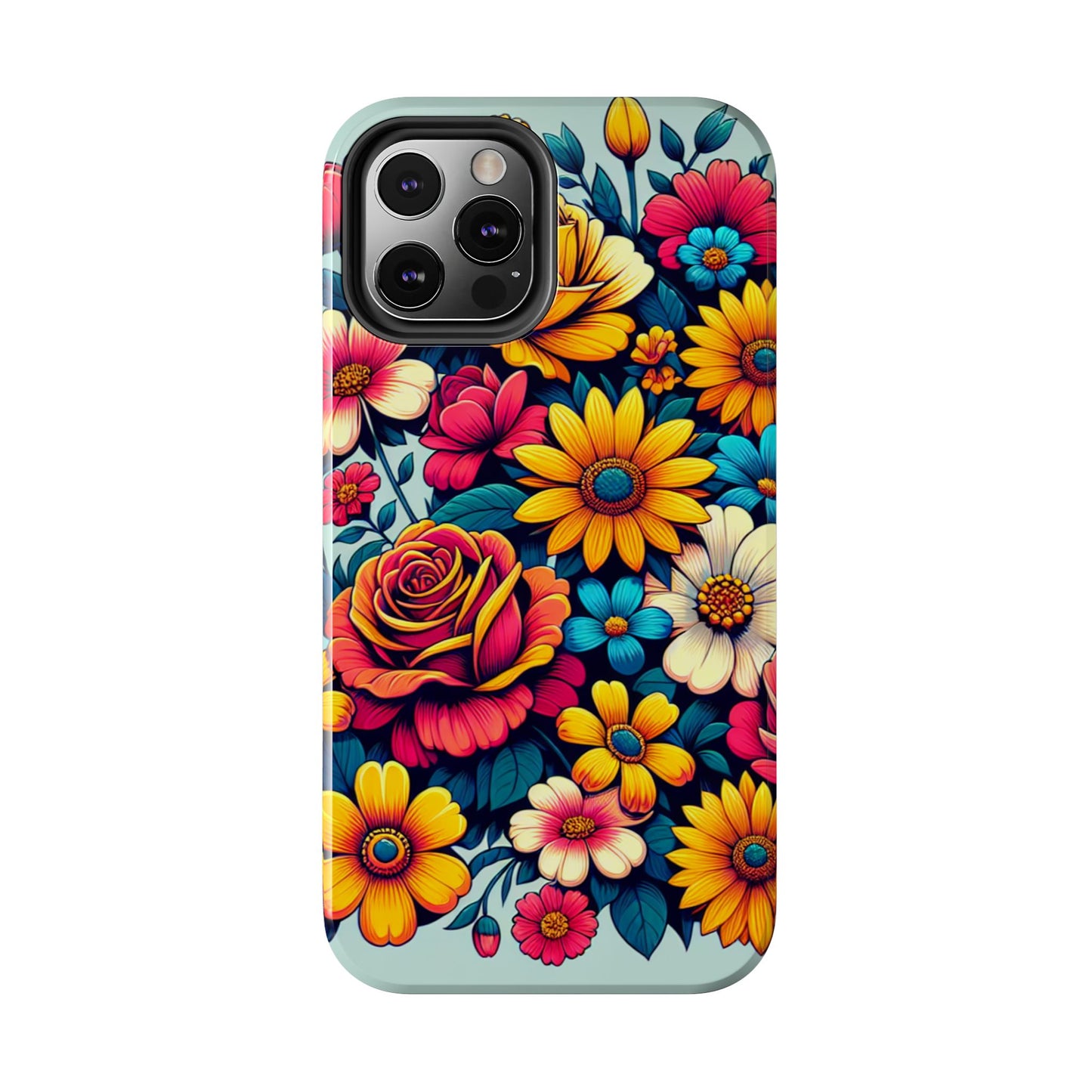 Vibrant Floral Tough Phone Case - Colorful Flower Design - for iPhone