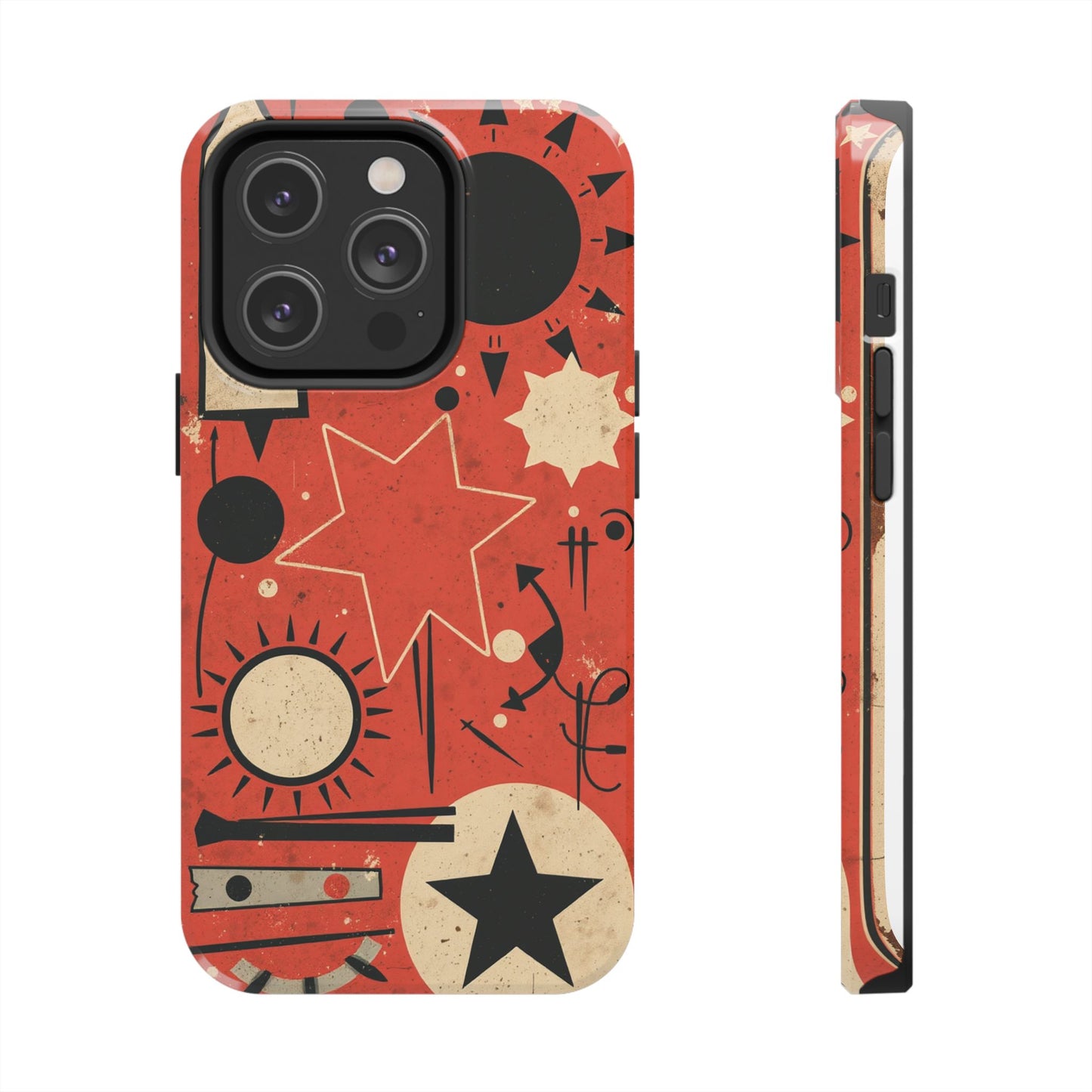 Retro Bold Tough Phone Case - Unique Geometric Design - for iPhone