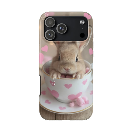 Adorable Bunny Phone Case with Heart Design - Cute Gift for Animal Lovers