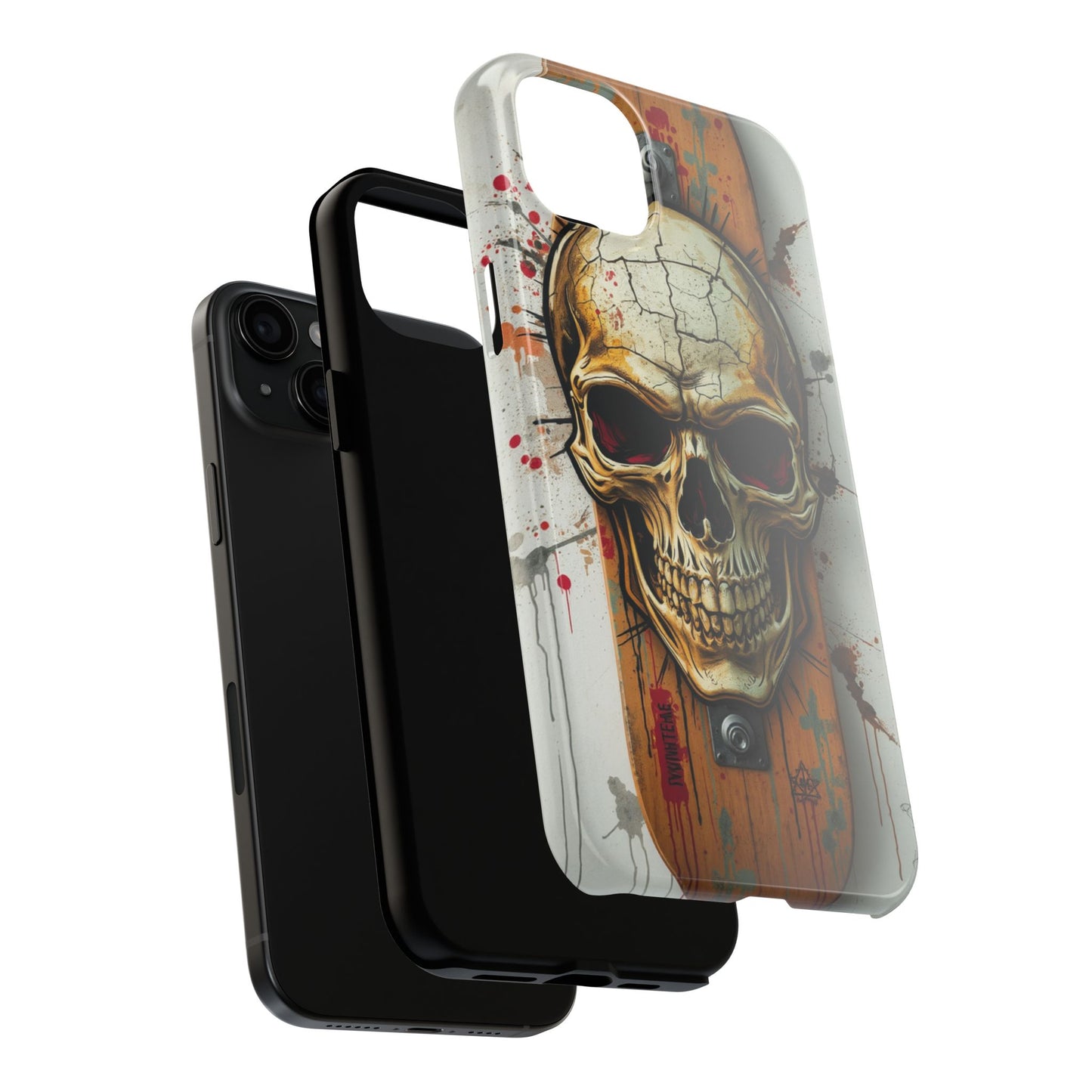 Edgy Skull Tough Phone Case - Durable Protection for Skateboard Enthusiasts