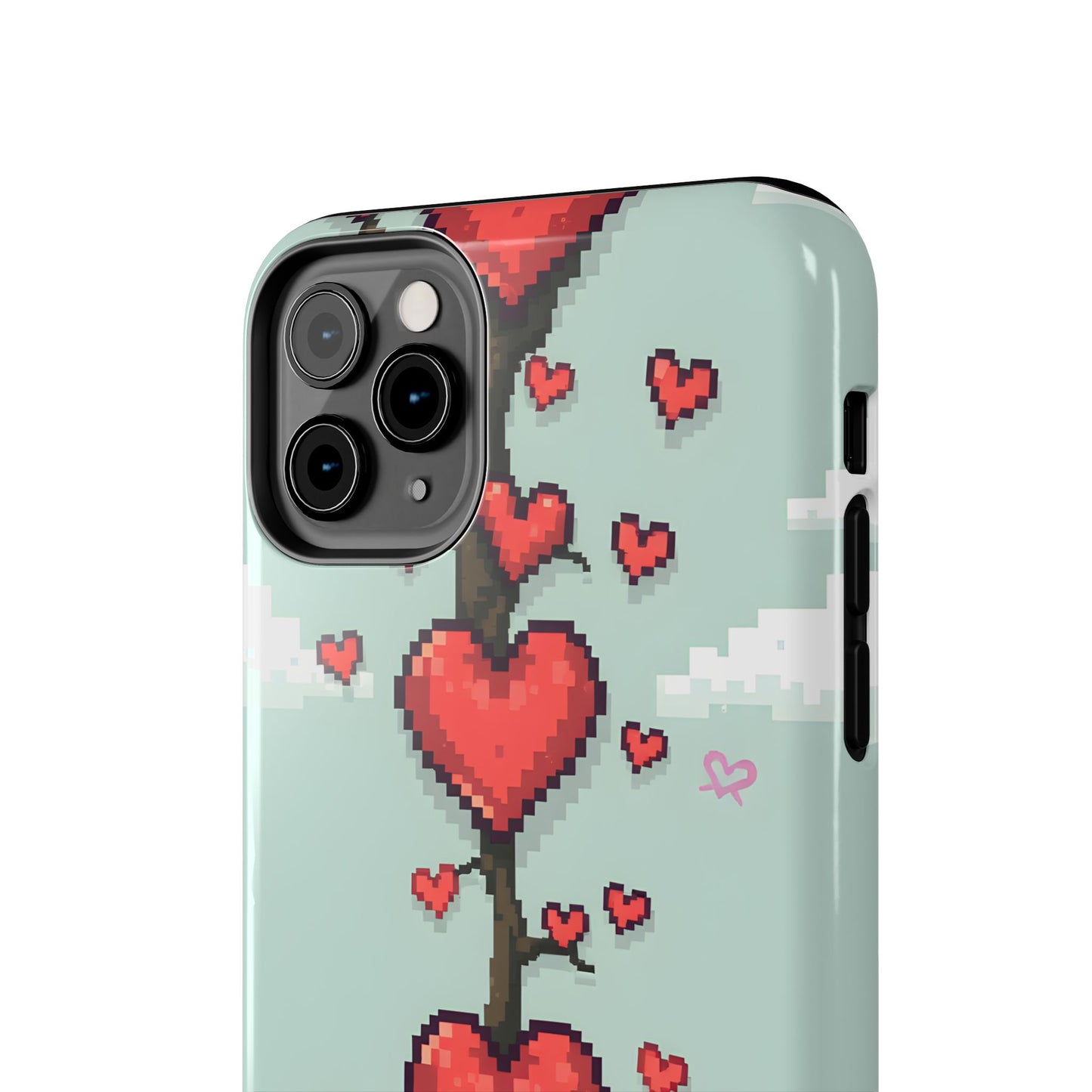Pixelated Love Hearts Tree | Tough Phone Case - Cute Design - for iPhone