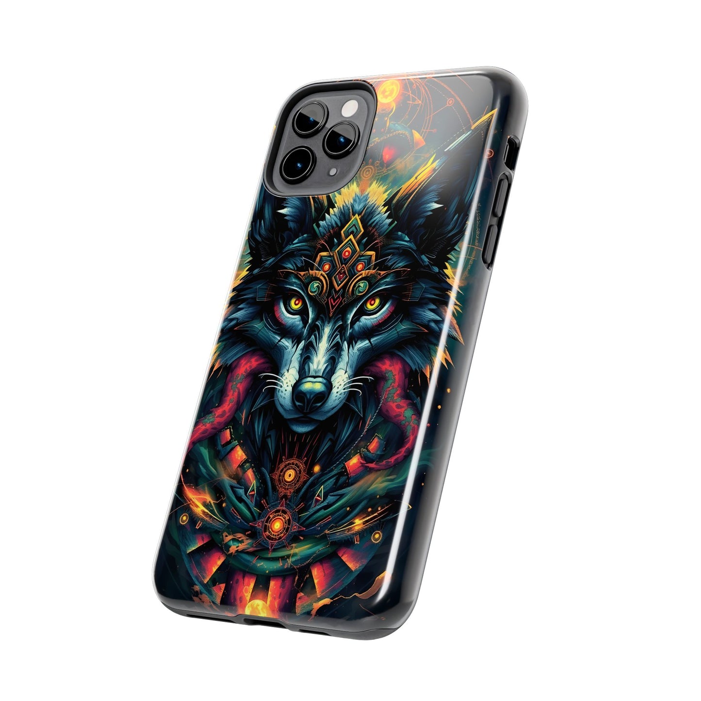 Vibrant Mystical Wolf Art Tough Phone Case - Durable & Unique Design for Animal Lovers - for iPhone