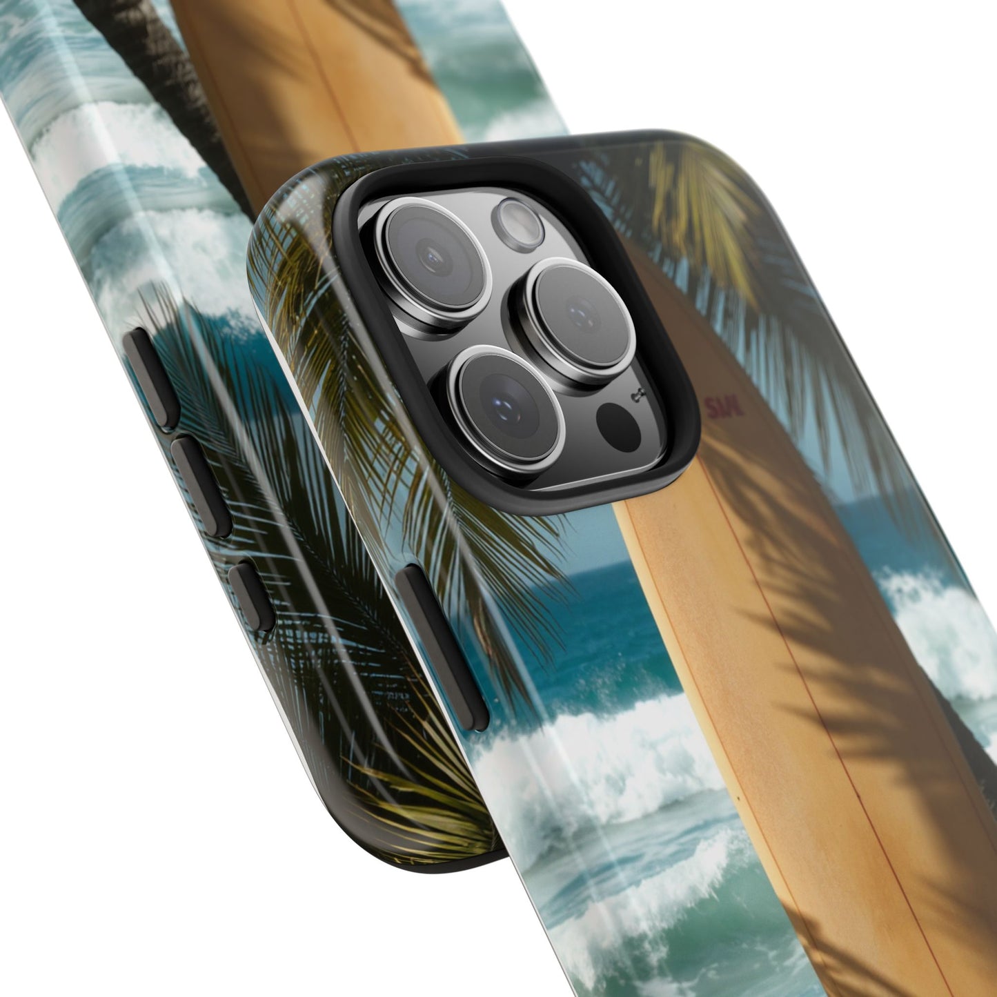 Tough Surfing Phone Case - Beach Vibes with Palm Trees & Surfboard