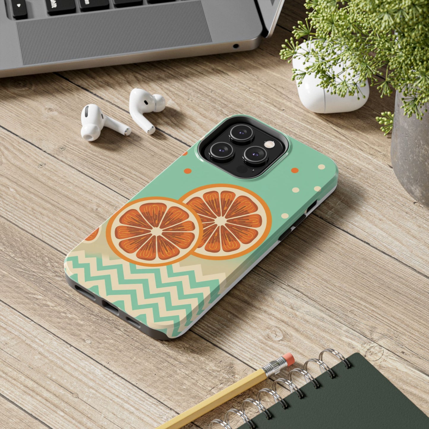 Citrus Vibe Tough Phone Case - Fun Orange Slice Design
