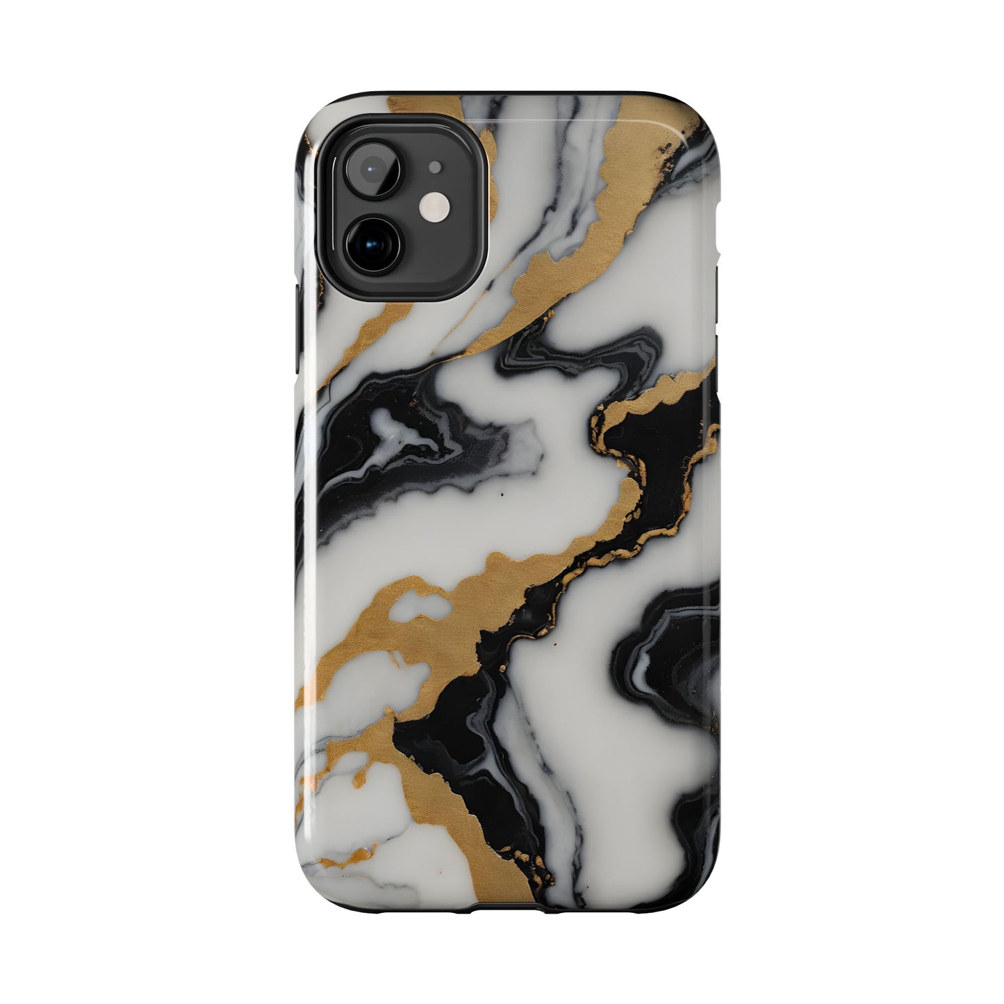 Elegant Gold Marble Tough Phone Case - Stylish Protection for Your iPhone