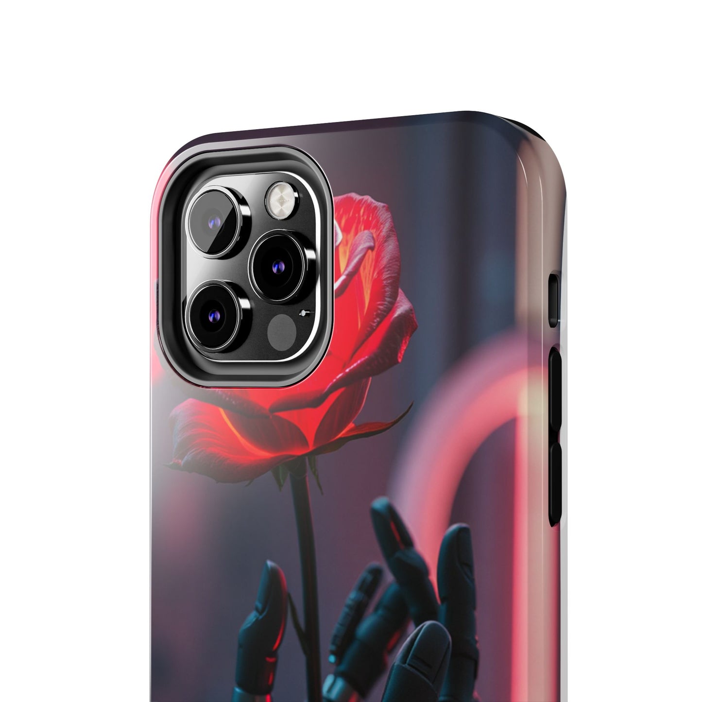 Futuristic Tough Phone Case with Robotic Rose Design | Durable Protection