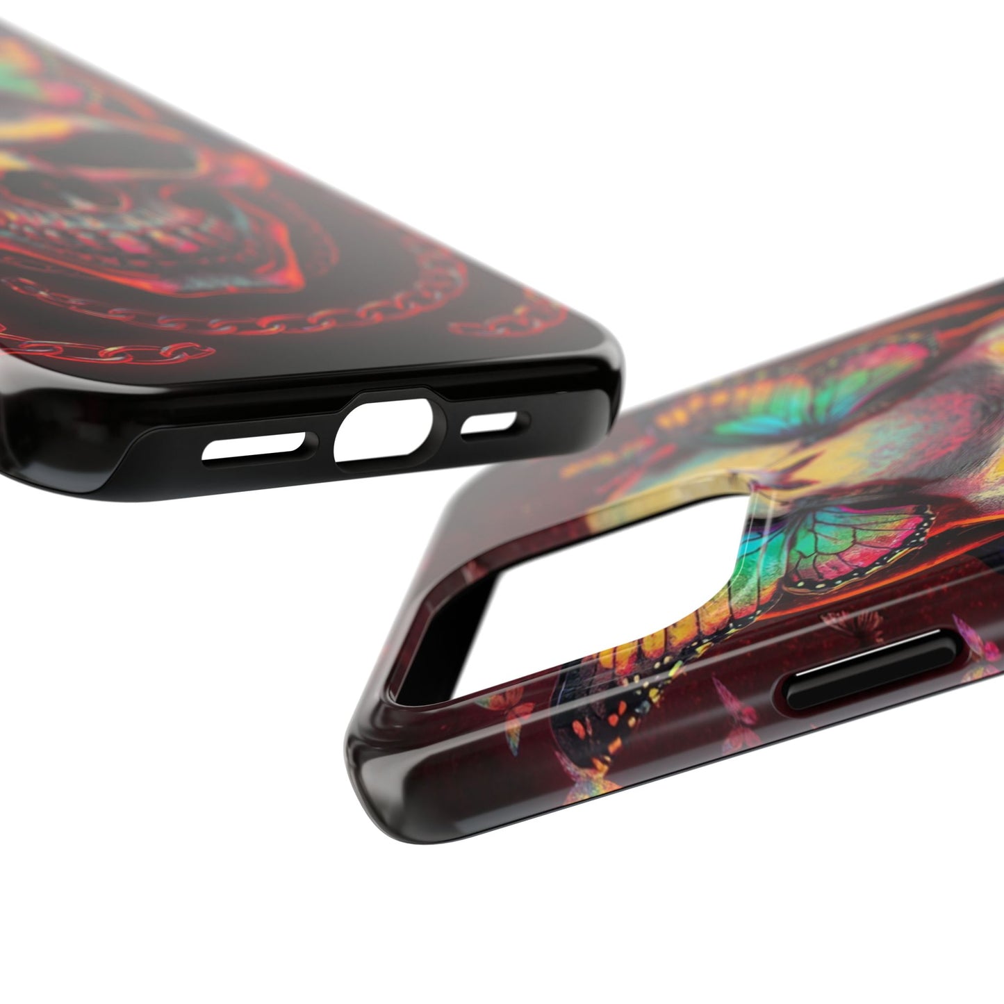 Gothic Skull Phone Case with Butterflies - Durable Tough Phone Case