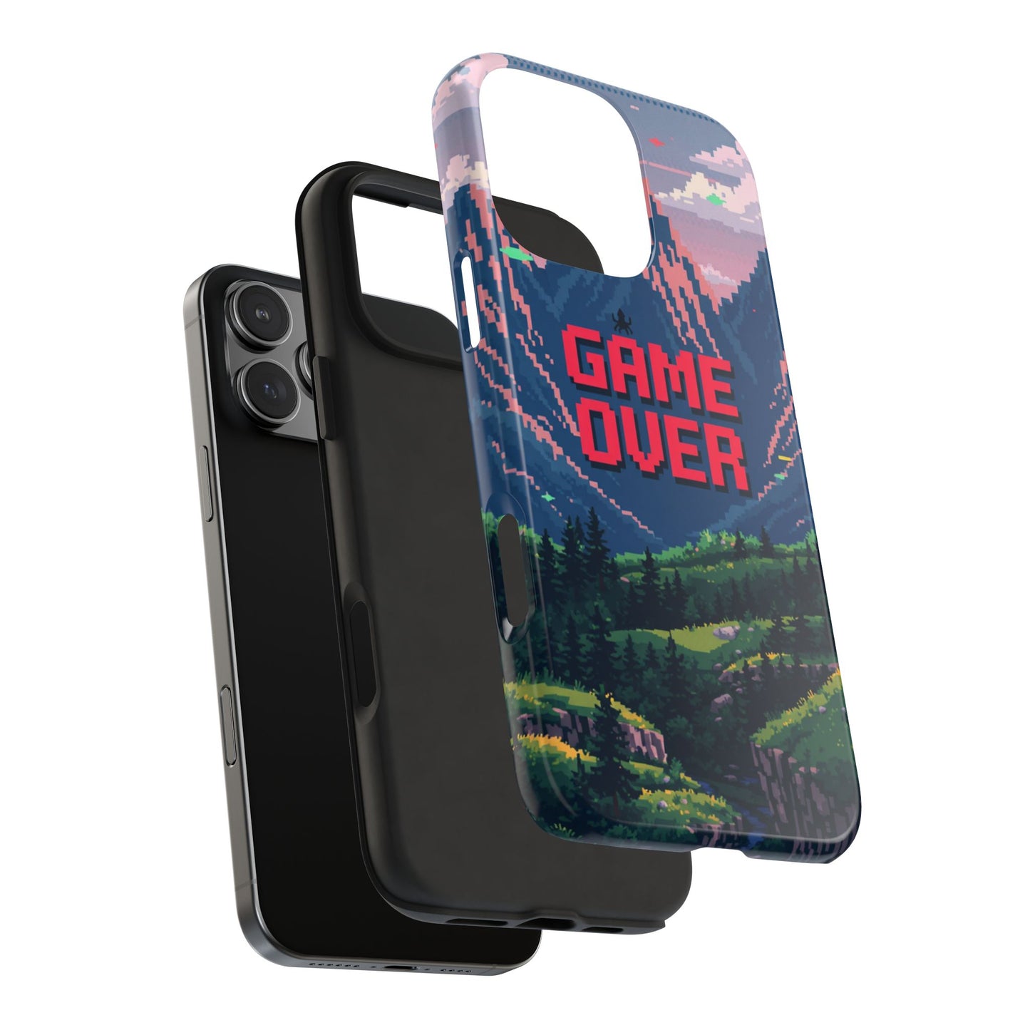 Pixel Art Tough Phone Case - 'Game Over' Design for Gamers