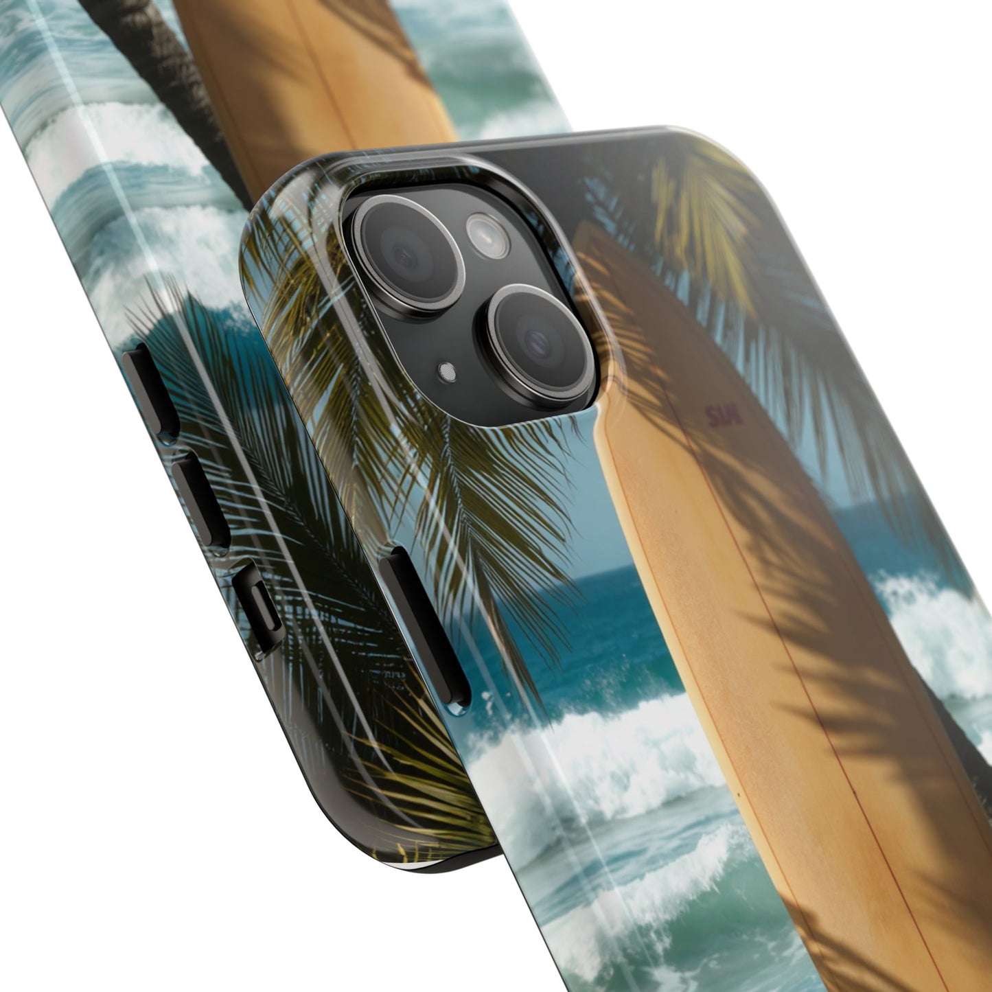 Tough Surfing Phone Case - Beach Vibes with Palm Trees & Surfboard