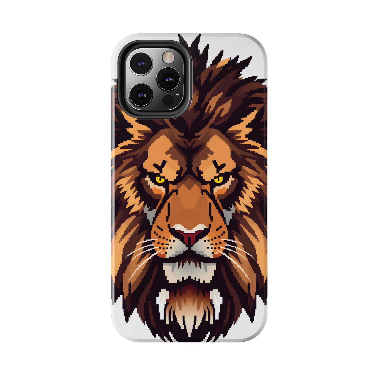 Fierce Pixelated Lion Tough Phone Case - Durable Design for Animal Lovers - for iPhone