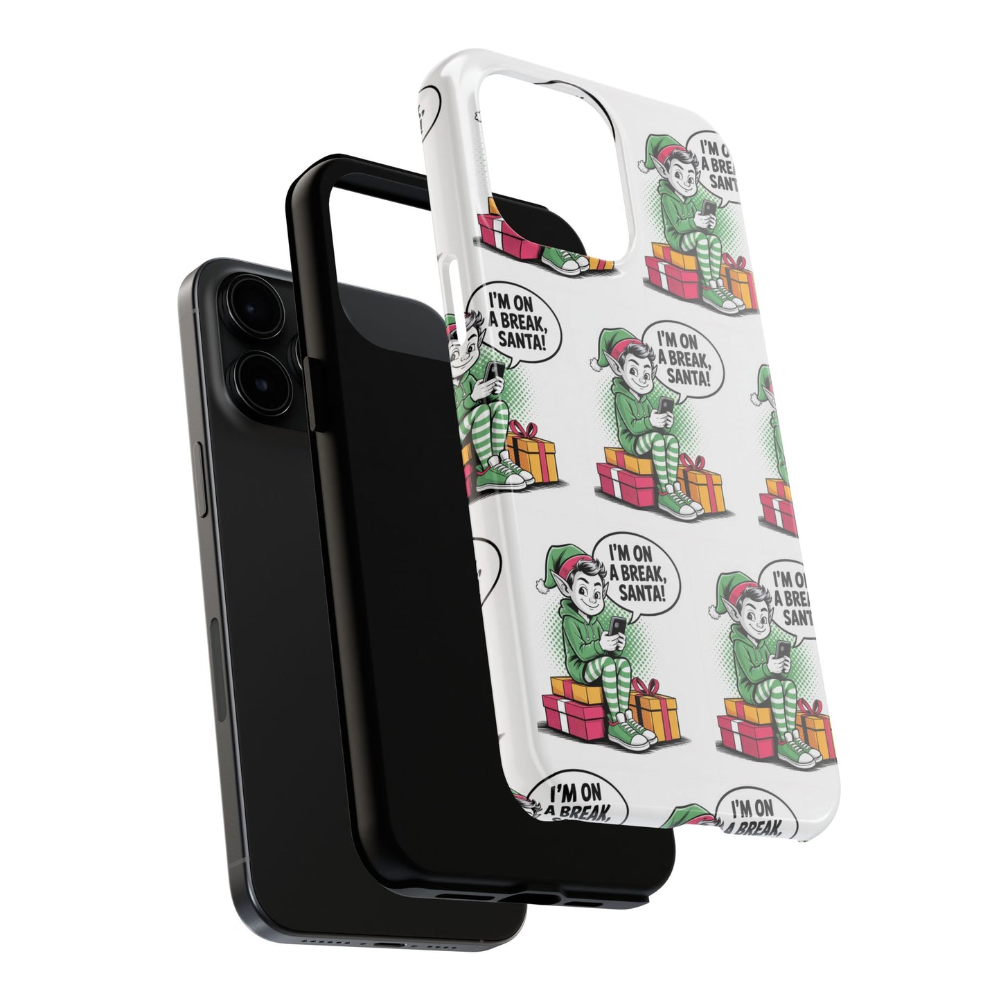 Christmas Elf Tough Phone Case - I'm on a Break, Santa Pattern!